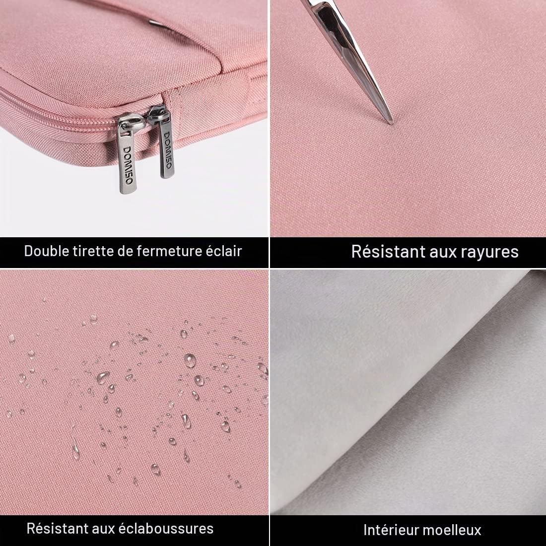 Domiso housse ordinateur portable 17,3 pouces rose antichoc