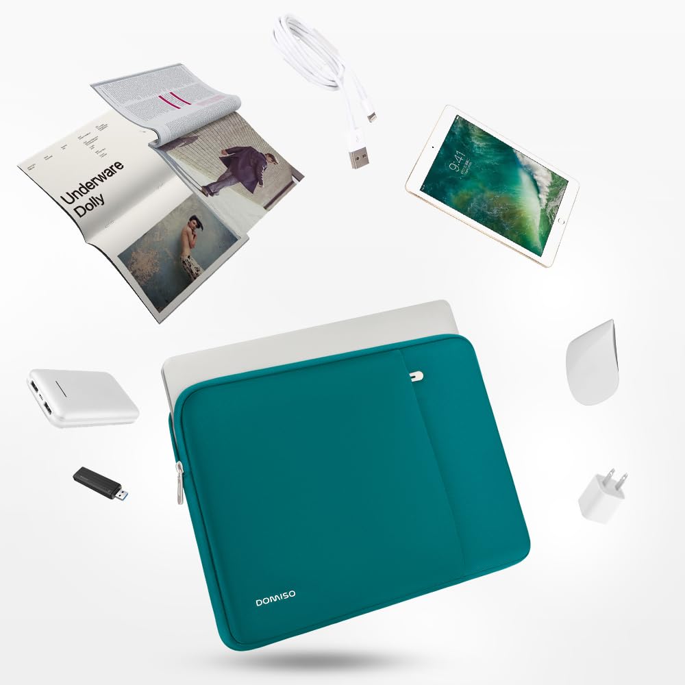 DOMISO 17,3 Pouces Sacoche Ordinateur Turquoise Poches