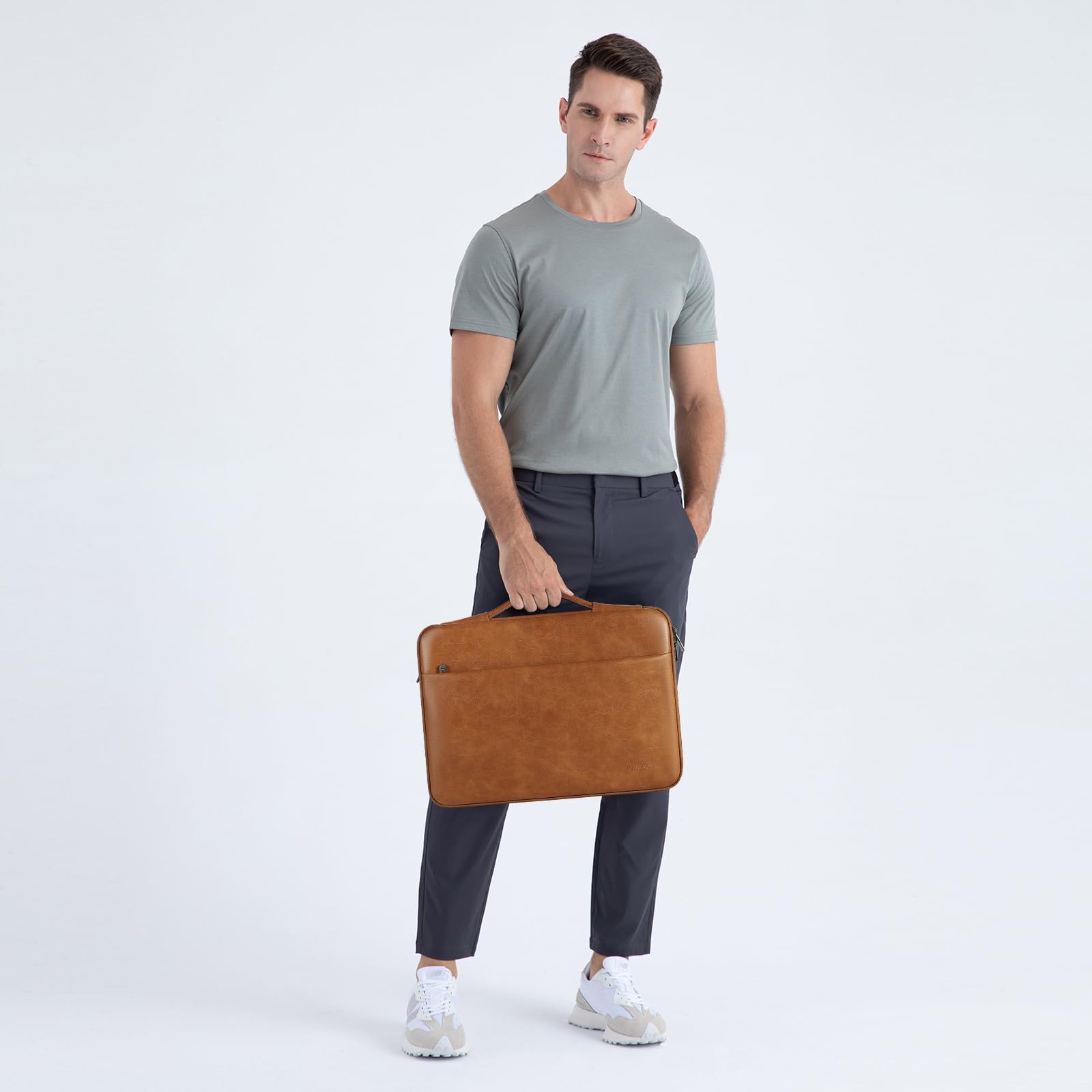 Domiso 17,3 pouces housse ordinateur brun cuir PU antichoc