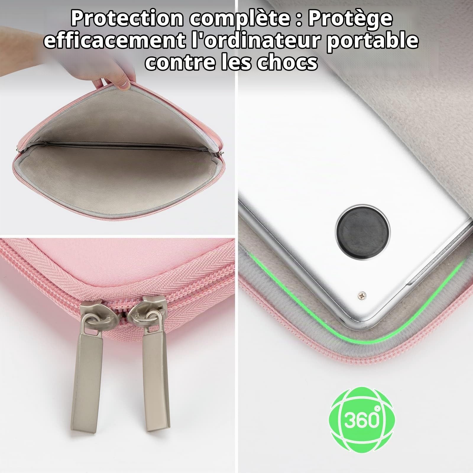 jooeer 13-13,3 pouces housse ordinateur portable rose cuir