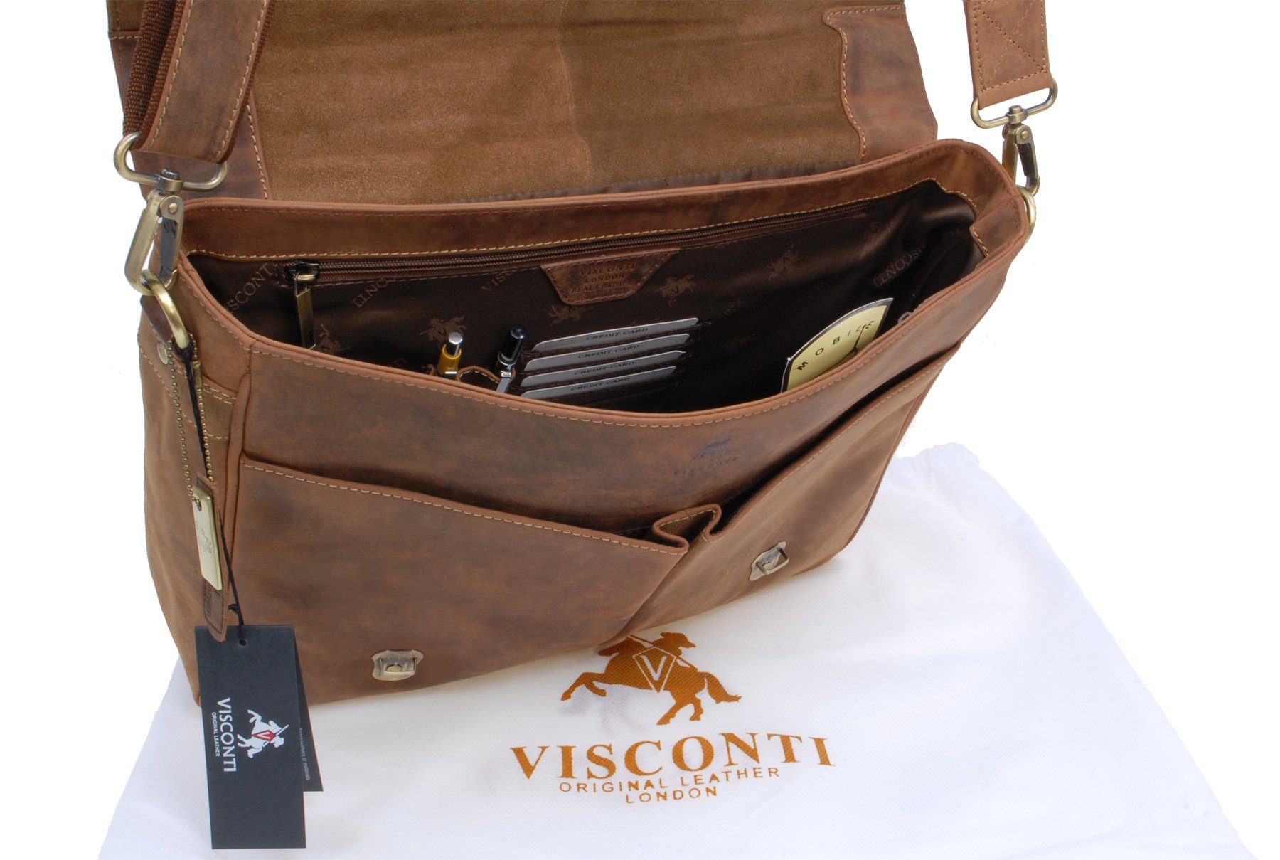 Visconti Berlin 18716 besace cuir 15 pouces tanne