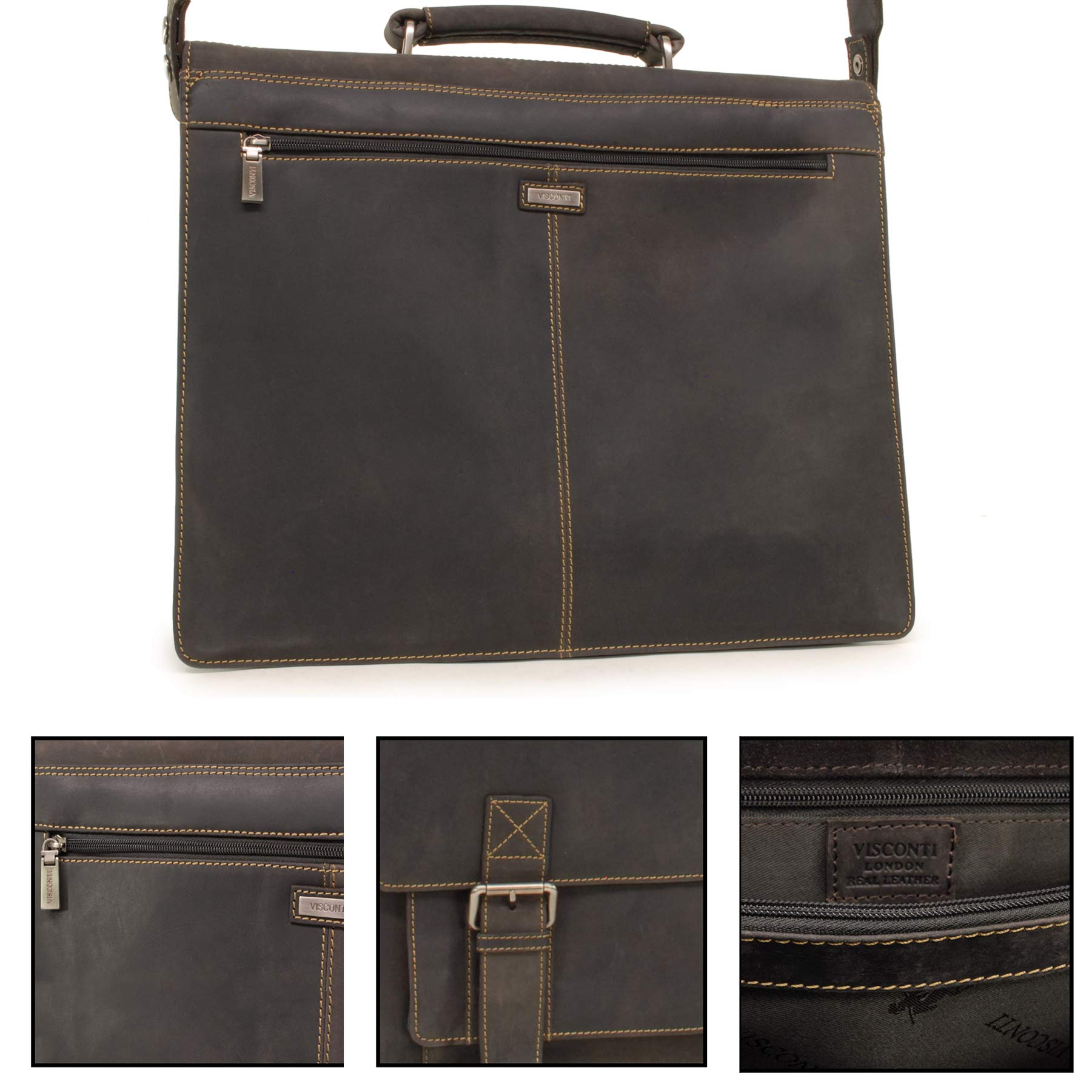 Visconti 16055XL serviette cuir marron foncé PC