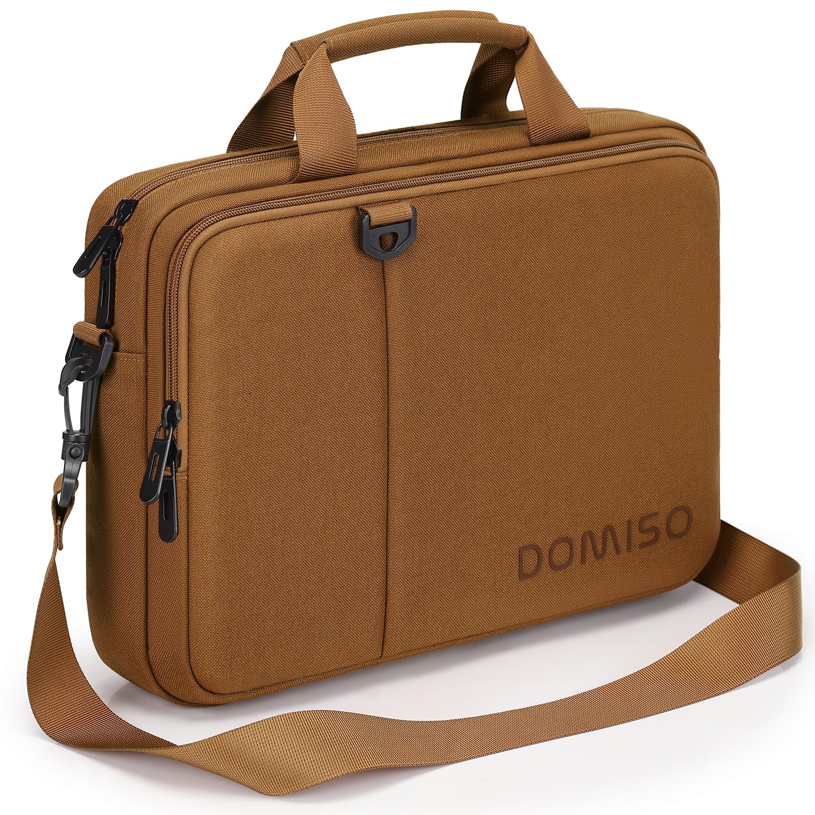 DOMISO 15,6 Pouces Sacoche Ordinateur Brun Toile 3 Ports
