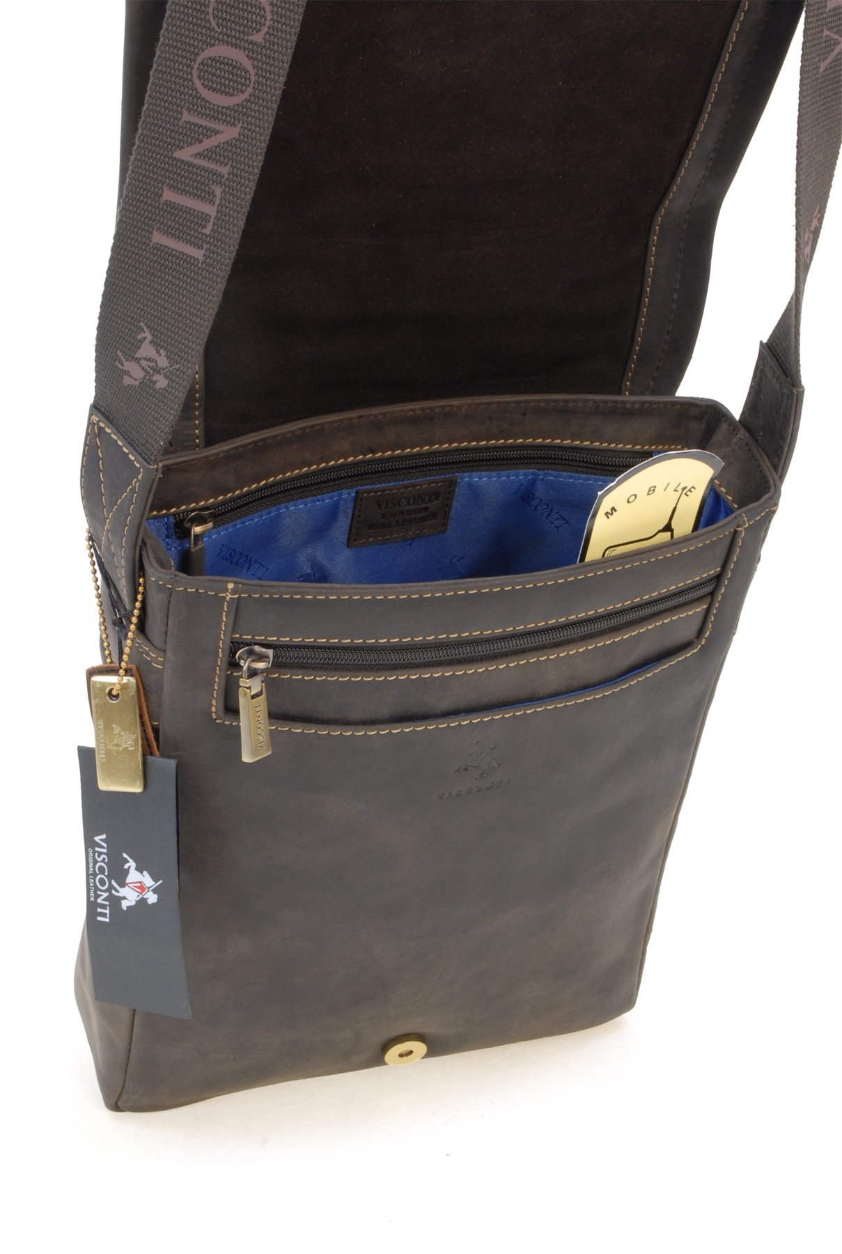 Visconti 16081 Tommy sac besace cuir marron foncé