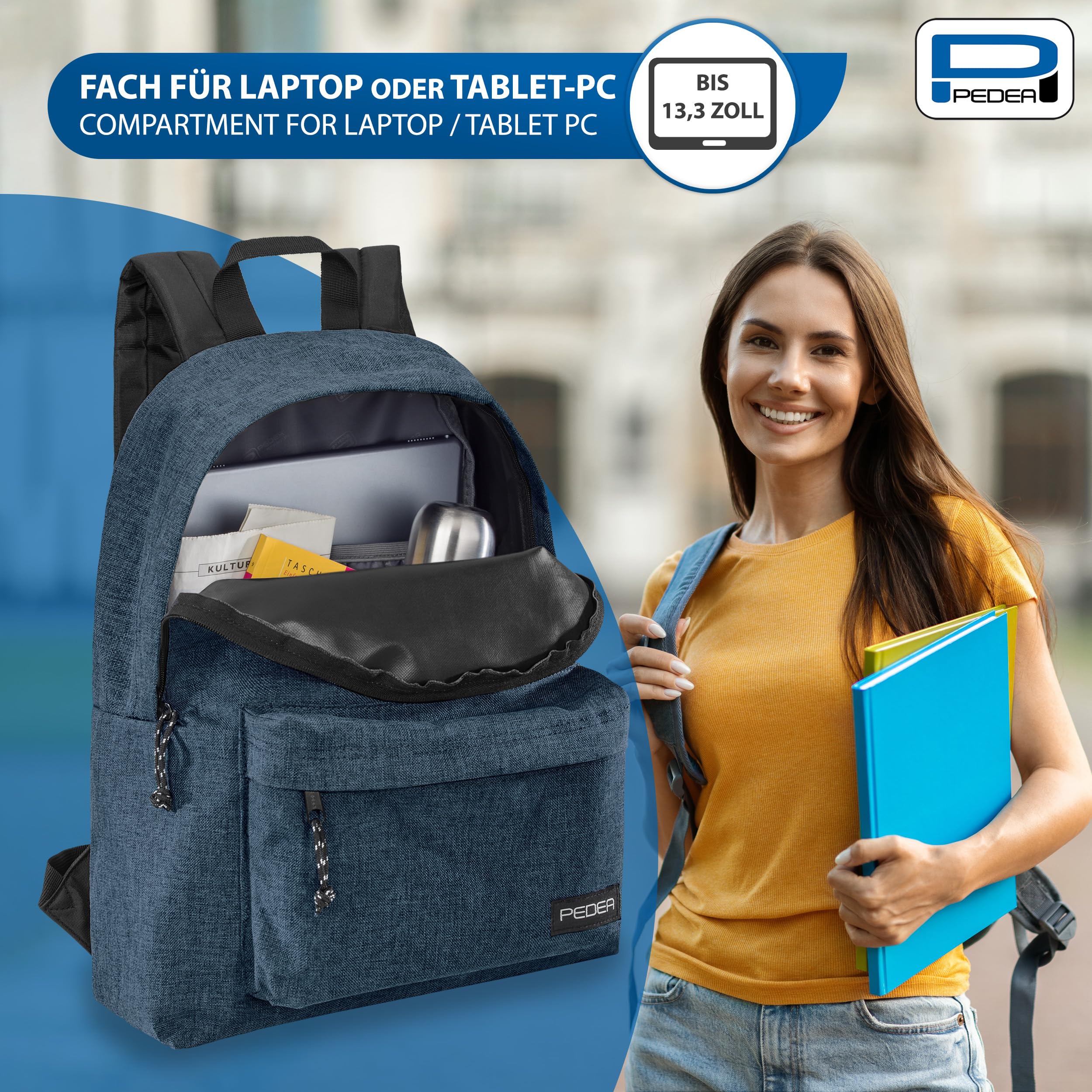 Pedea sac à dos ordinateur portable 13,3 pouces rouge hydrofuge