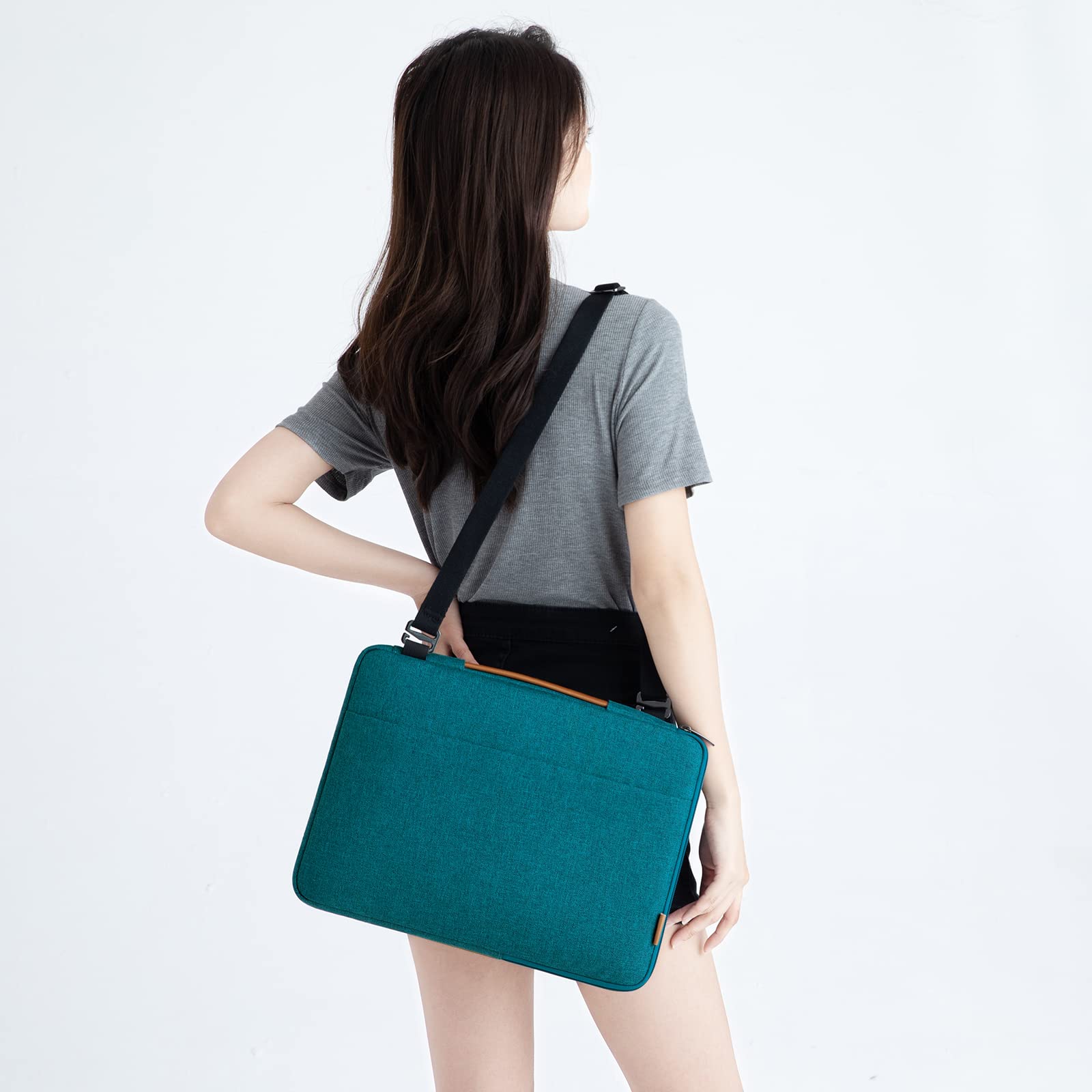 DOMISO 14 pouces housse ordinateur turquoise + mini pochette