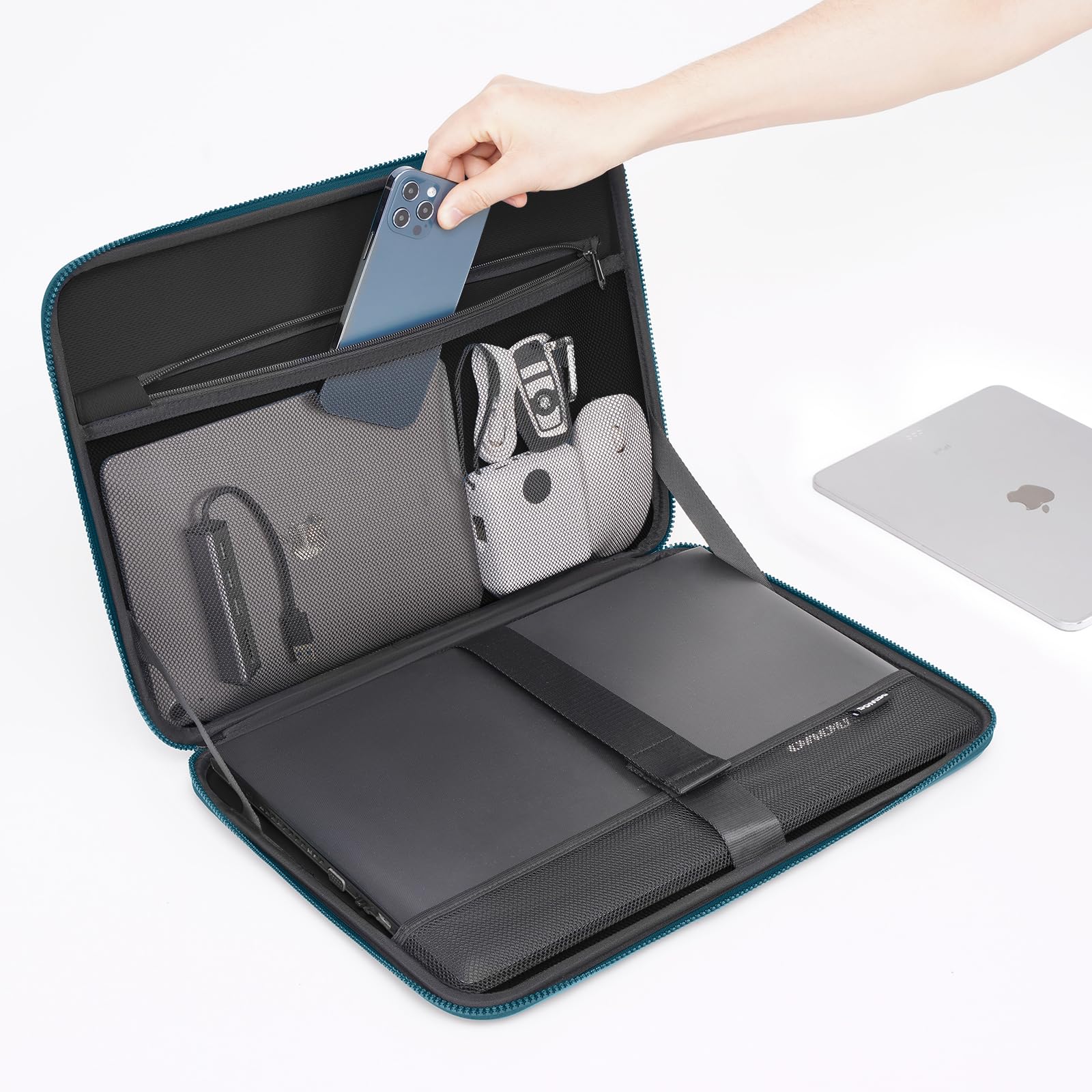 DOMISO Étui PC portable 17-17,3 pouces turquoise rigide EVA
