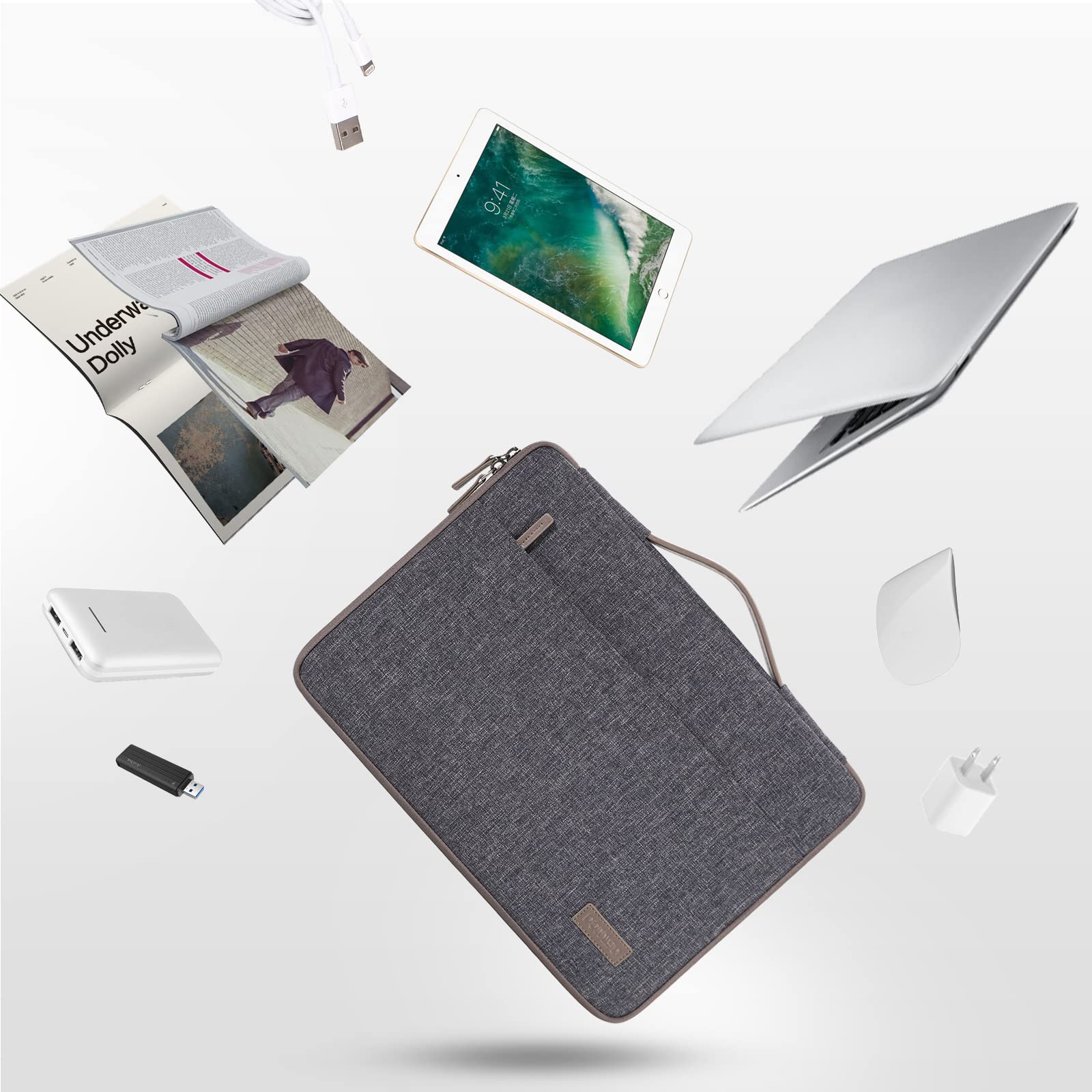 Domiso housse PC 15-15,6 pouces gris foncé imperméable