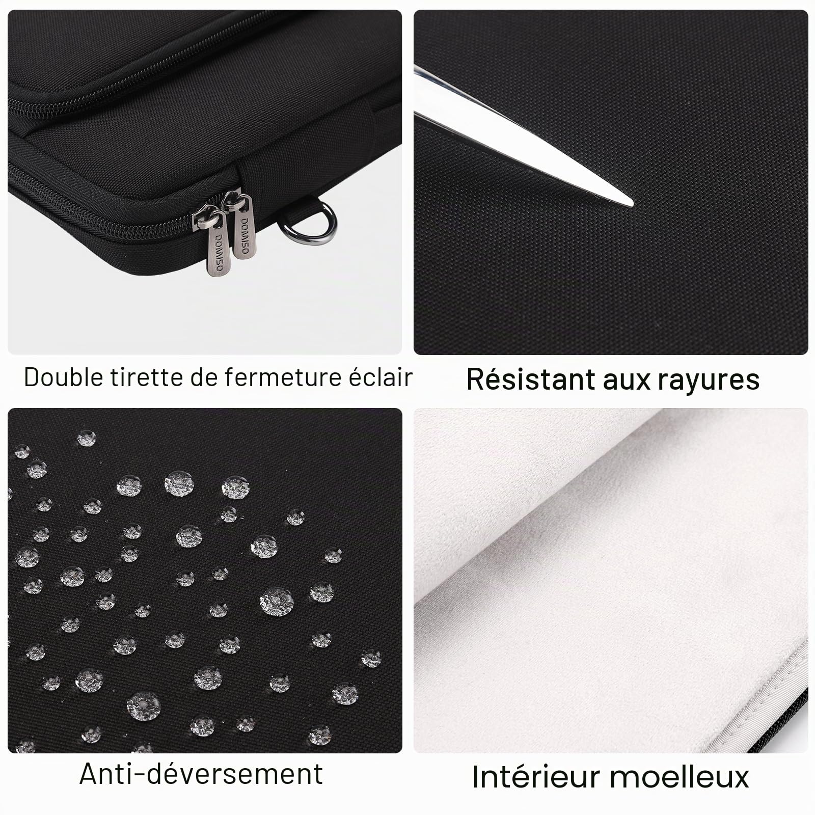 Domiso housse ordinateur 15,6 pouces noir poche