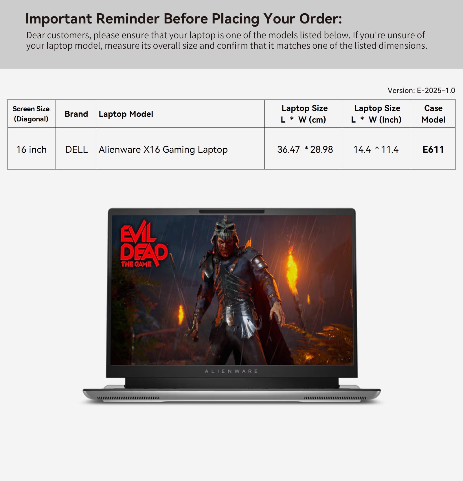 Smatree E658 housse Alienware 16 Area-51 noire