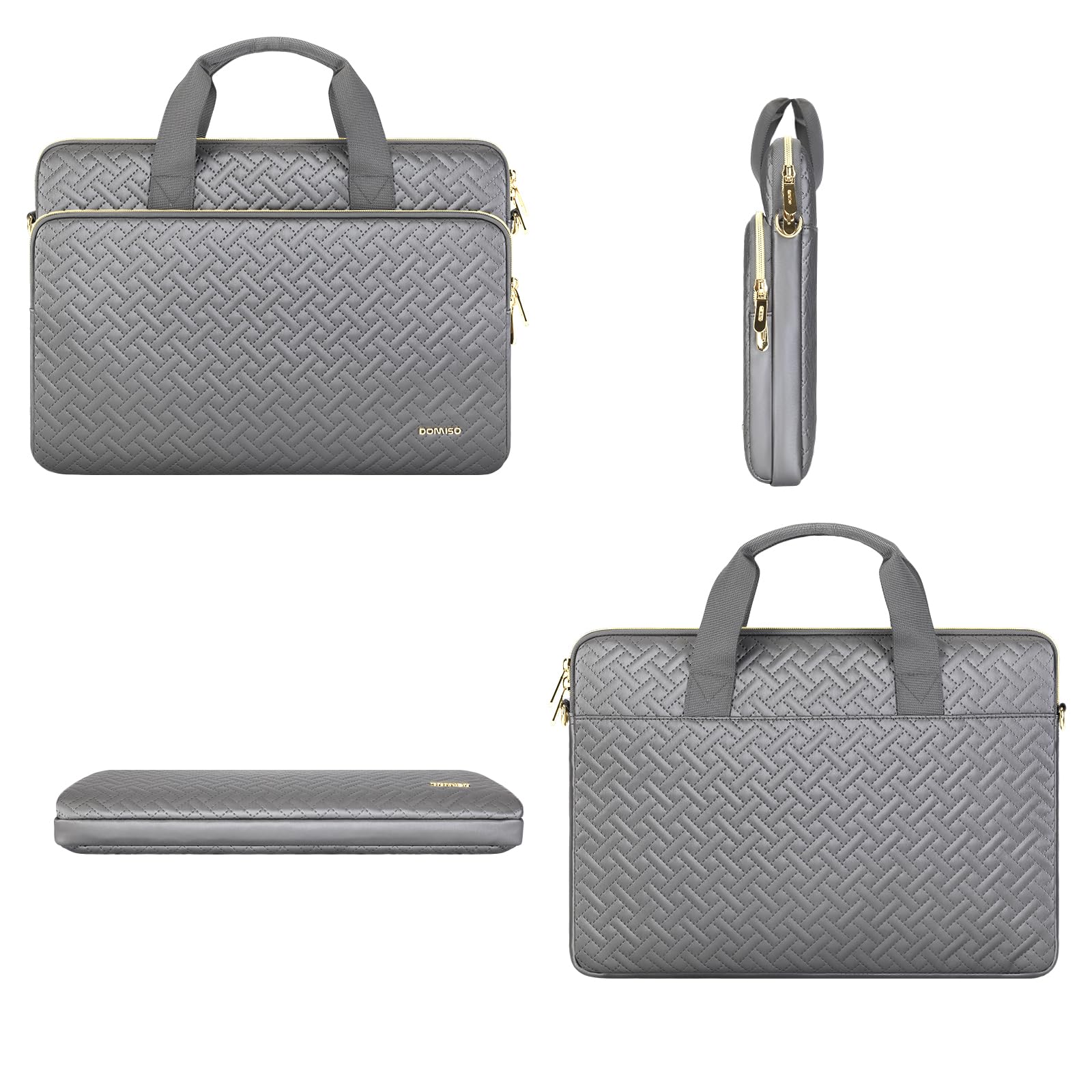 DOMISO sacoche 17,3 pouces ordinateur portable gris bandoulière
