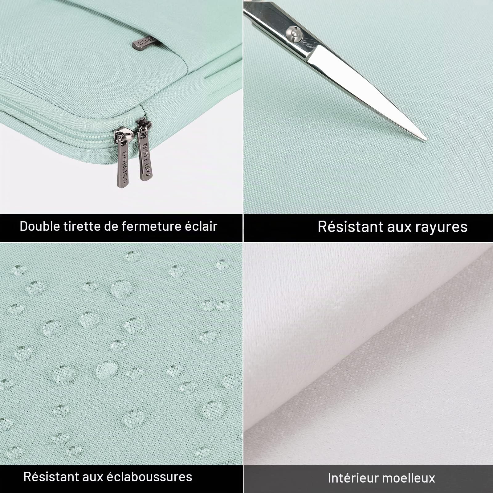 DOMISO Pochette PC portable 17,3 pouces menthe verte antichoc
