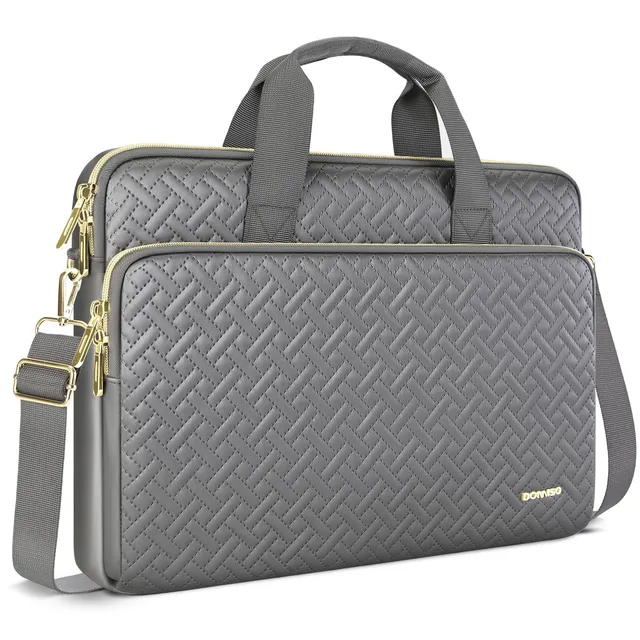 DOMISO sacoche 17,3 pouces ordinateur portable gris bandoulière