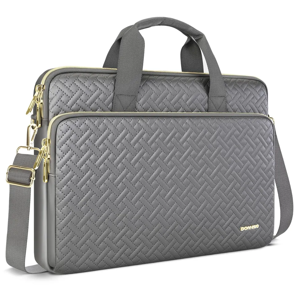 DOMISO sacoche 17,3 pouces ordinateur portable gris bandoulière