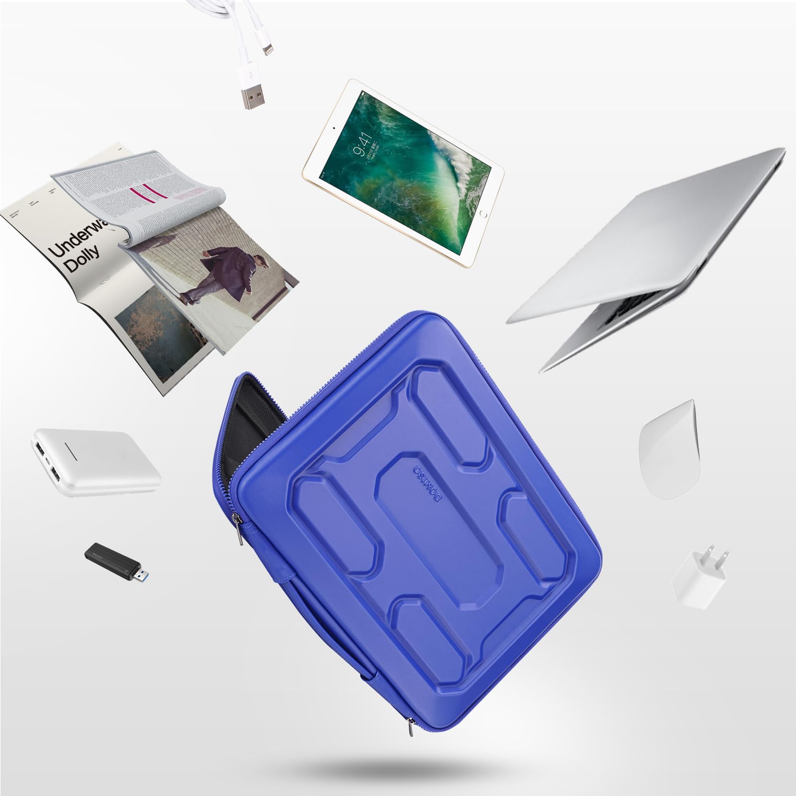 Domiso Housse PC 17 Pouces EVA Bleu Royal Antichoc