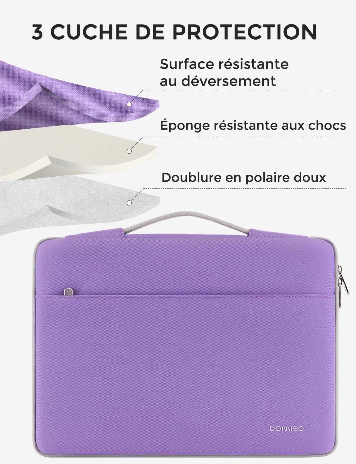 DOMISO housse ordinateur portable 15,6 pouces violet imperméable