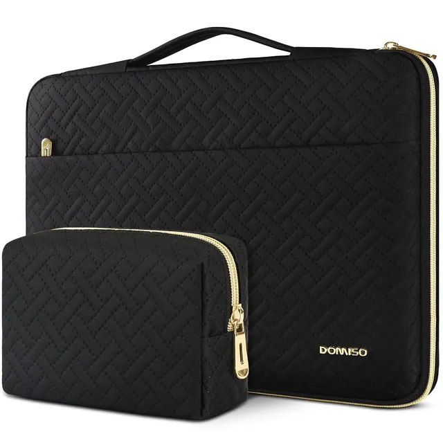 Domiso 16" housse PC noire zip doré avec pochette