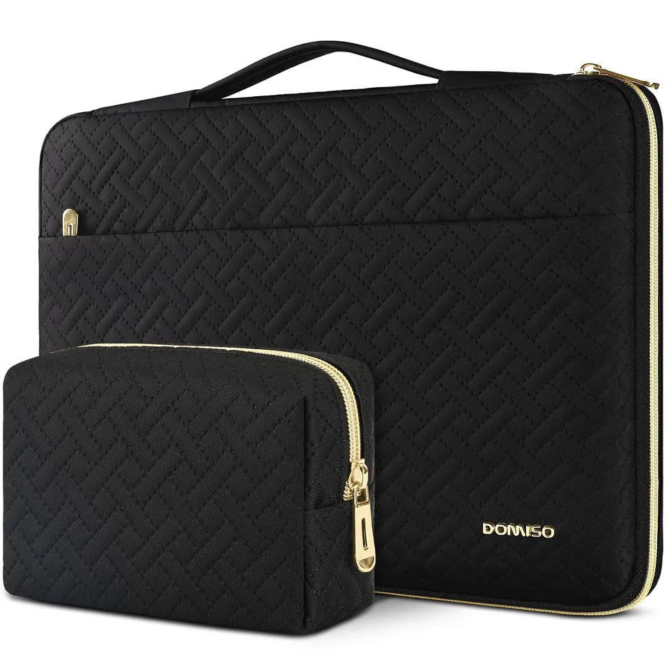 Domiso 16" housse PC noire zip doré avec pochette