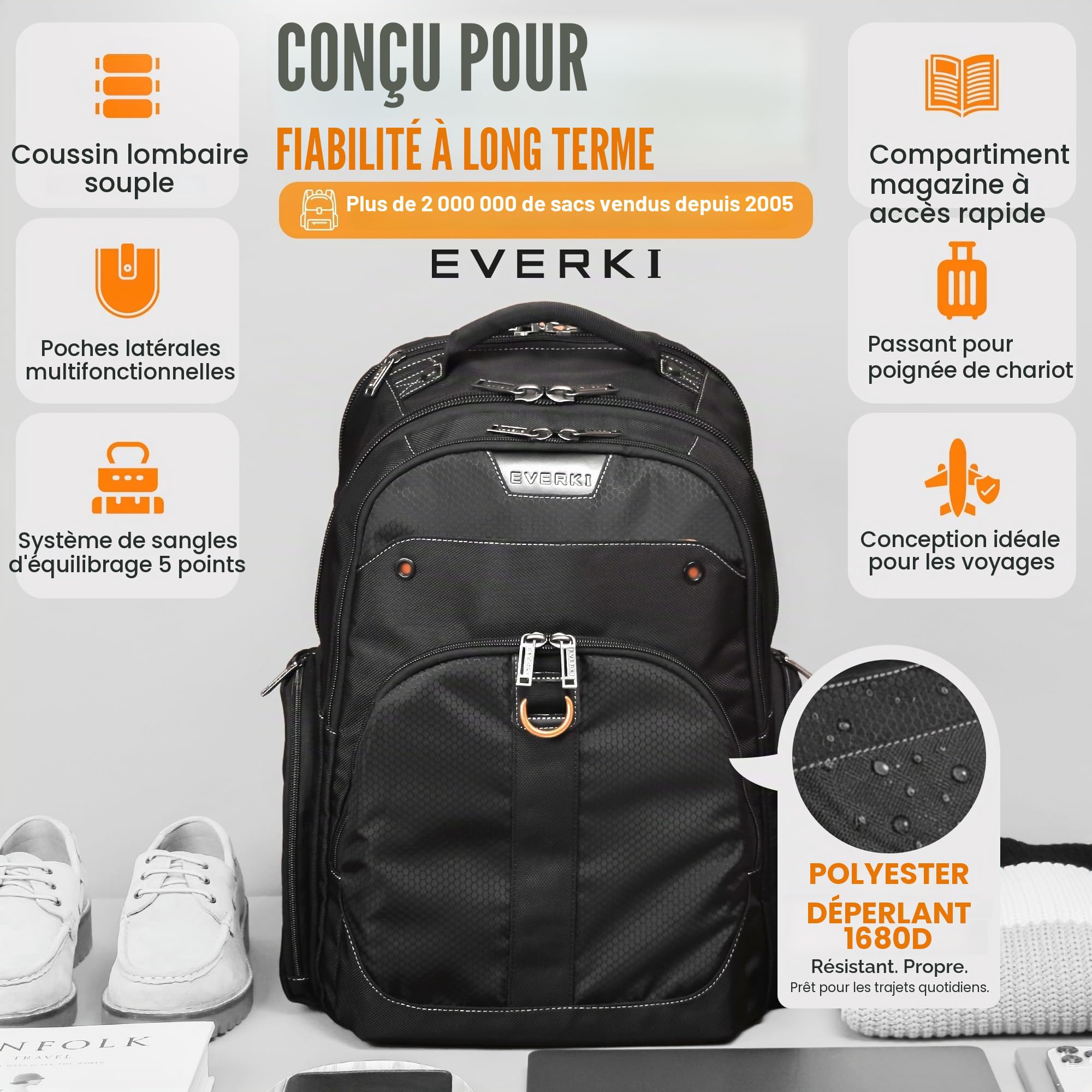 Everki Atlas sac à dos 32L 17,3 pouces noir