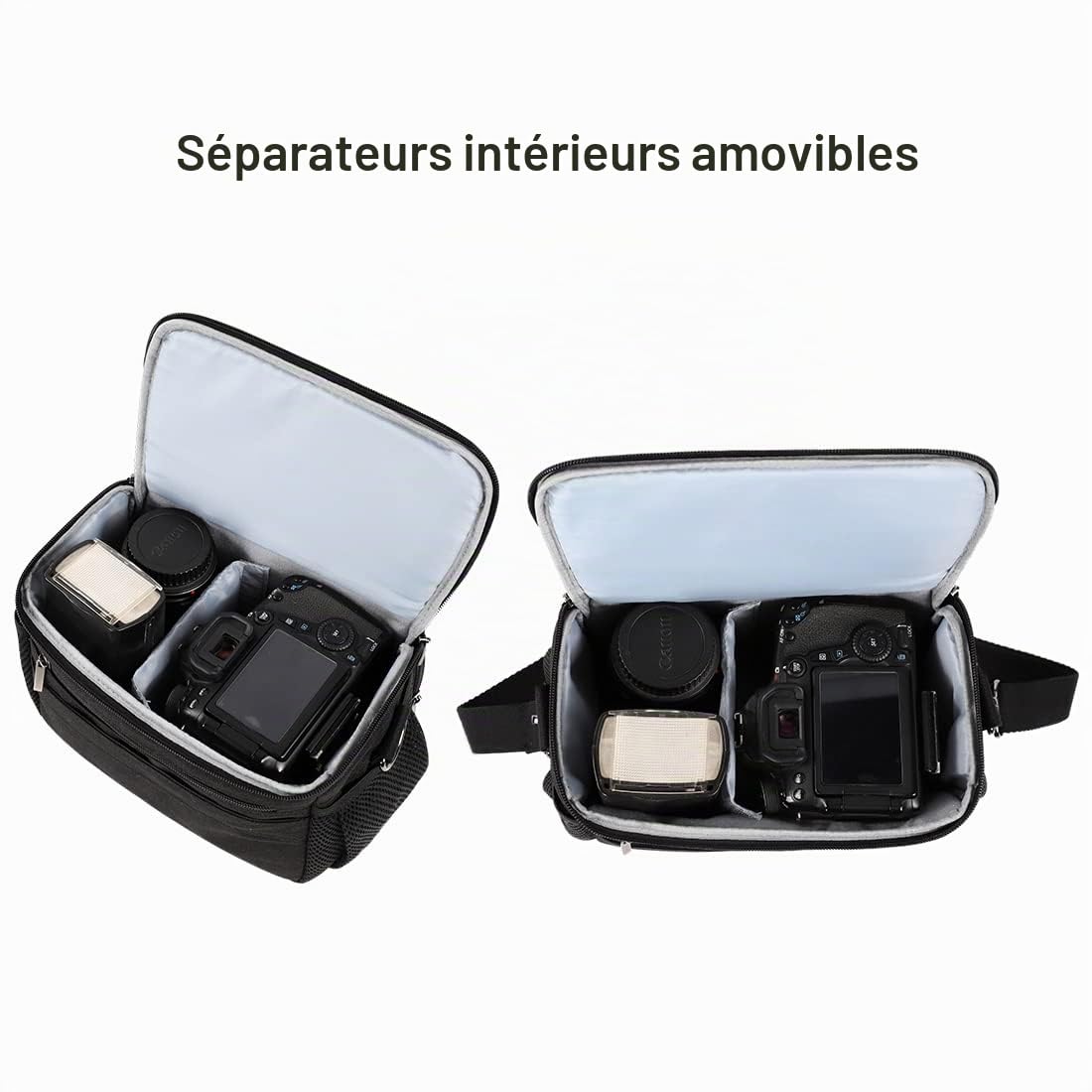 Domiso sac appareil photo reflex noir compact