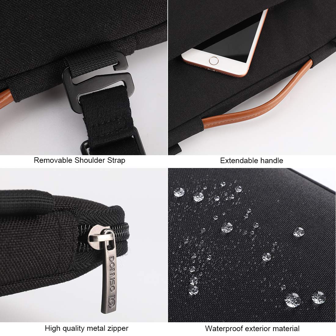 Domiso housse pc 14 pouces noir anti-choc