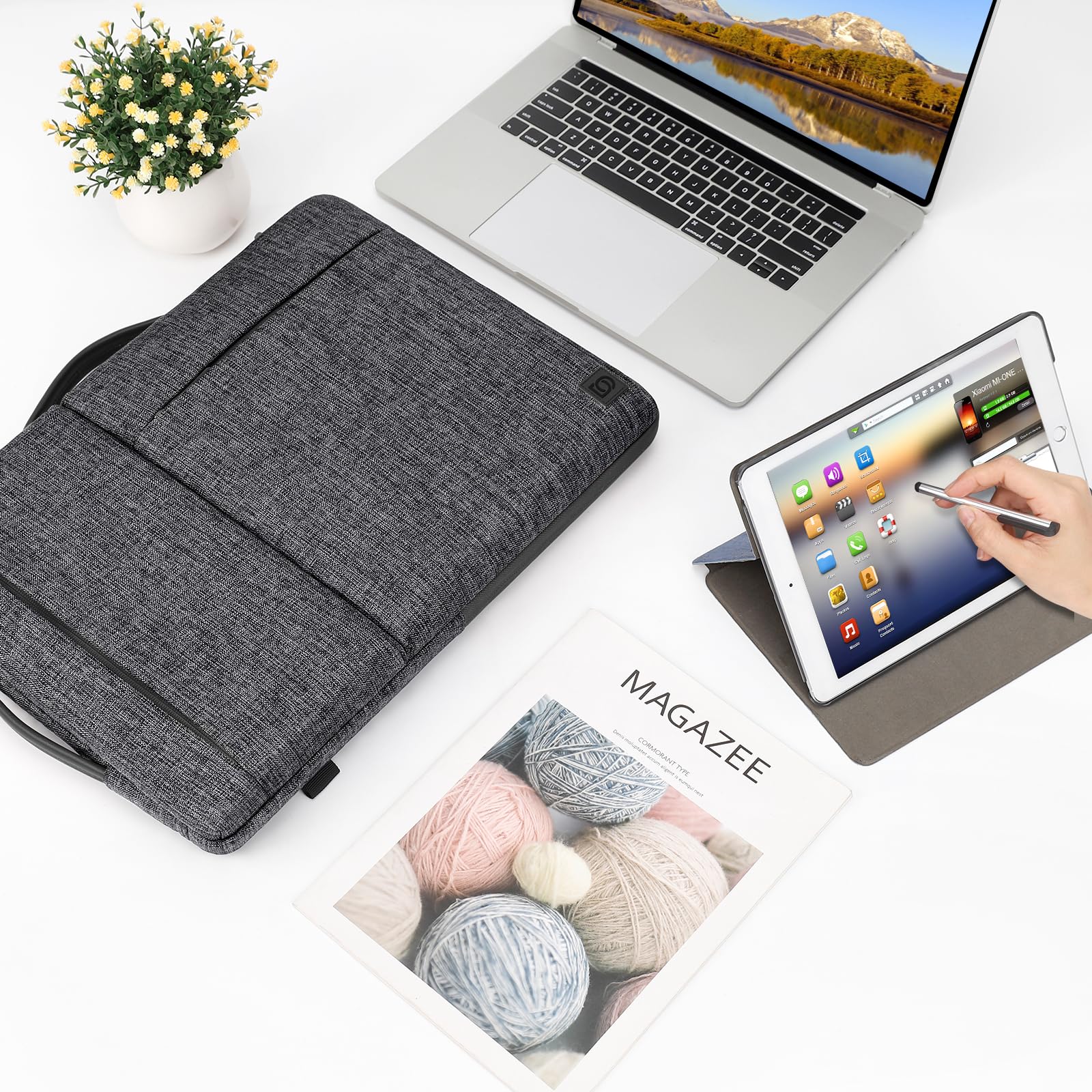 DOMISO Housse ordinateur portable 14 pouces gris imperméable