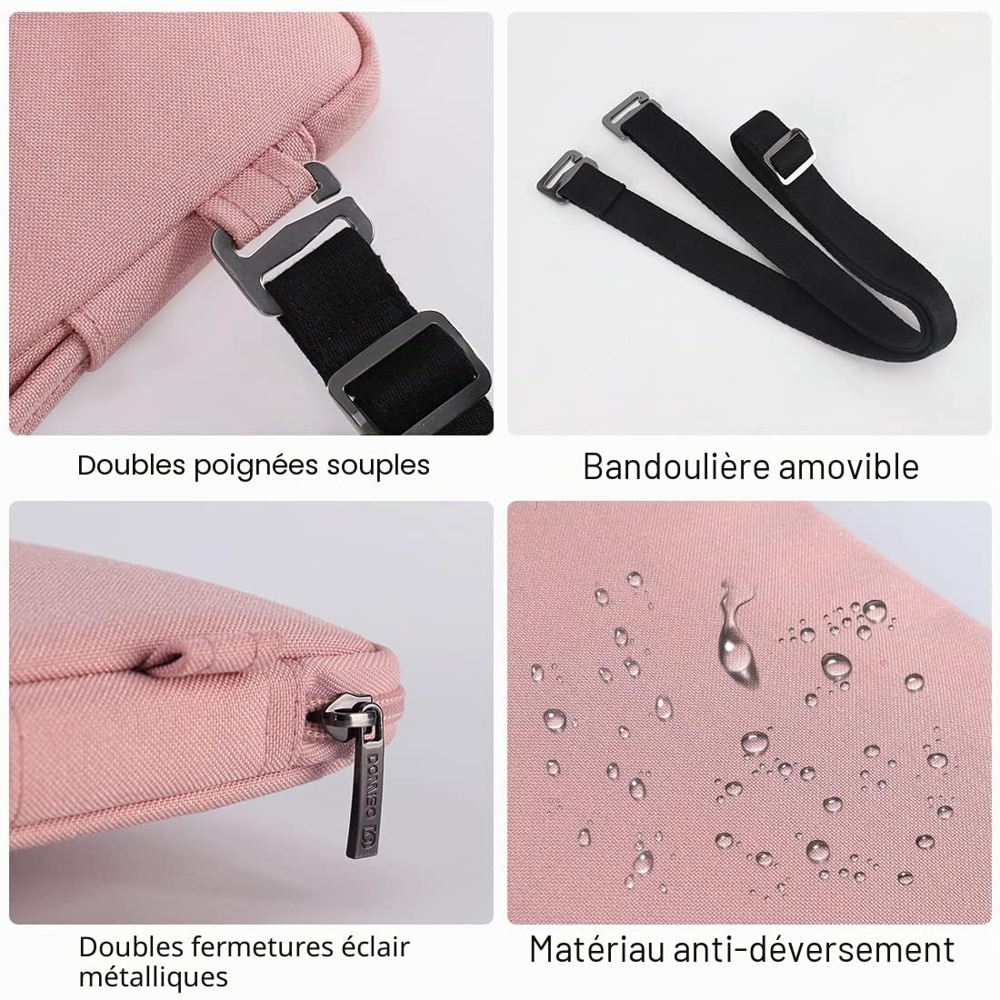 DOMISO 17,3" housse ordinateur portable rose imperméable