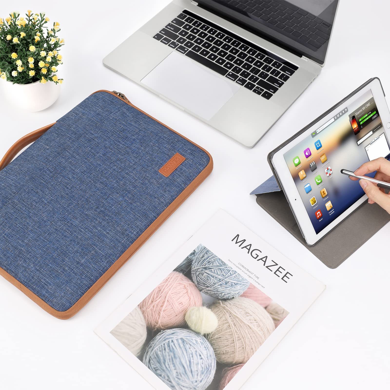 DOMISO housse ordinateur portable 15-15,6 pouces bleu imperméable