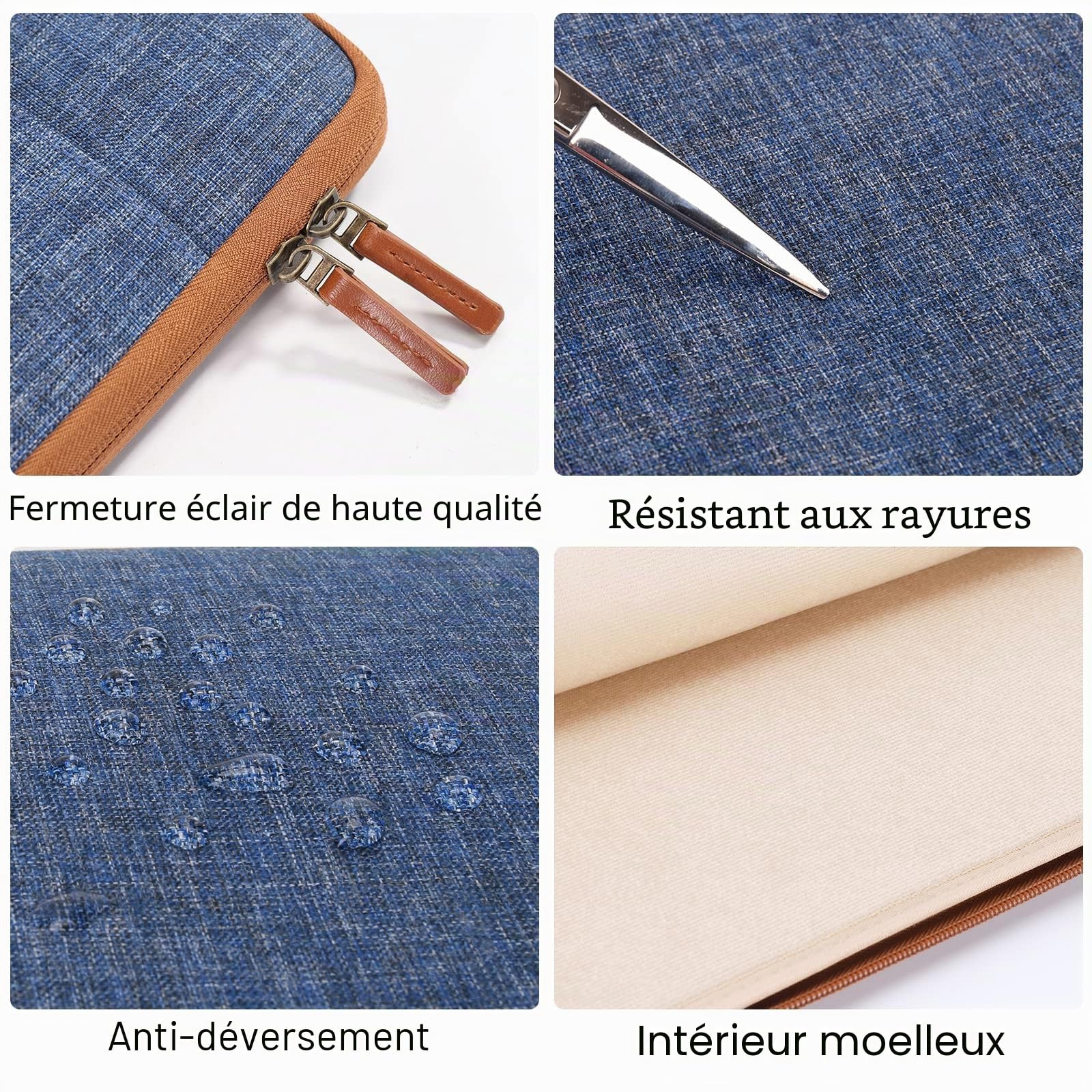 DOMISO housse ordinateur portable 15-15,6 pouces bleu imperméable