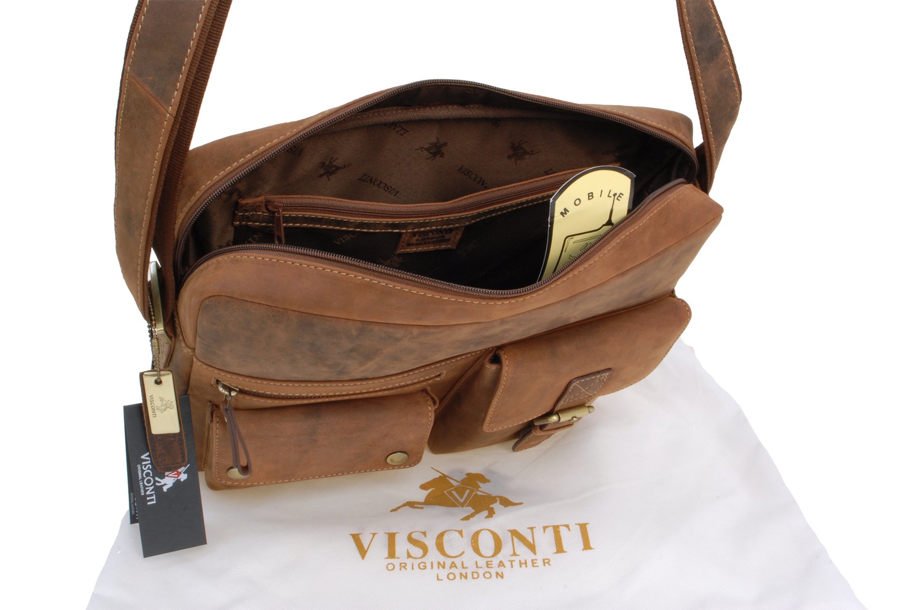 Visconti Scott 16077 sac besace homme cuir tanné A4
