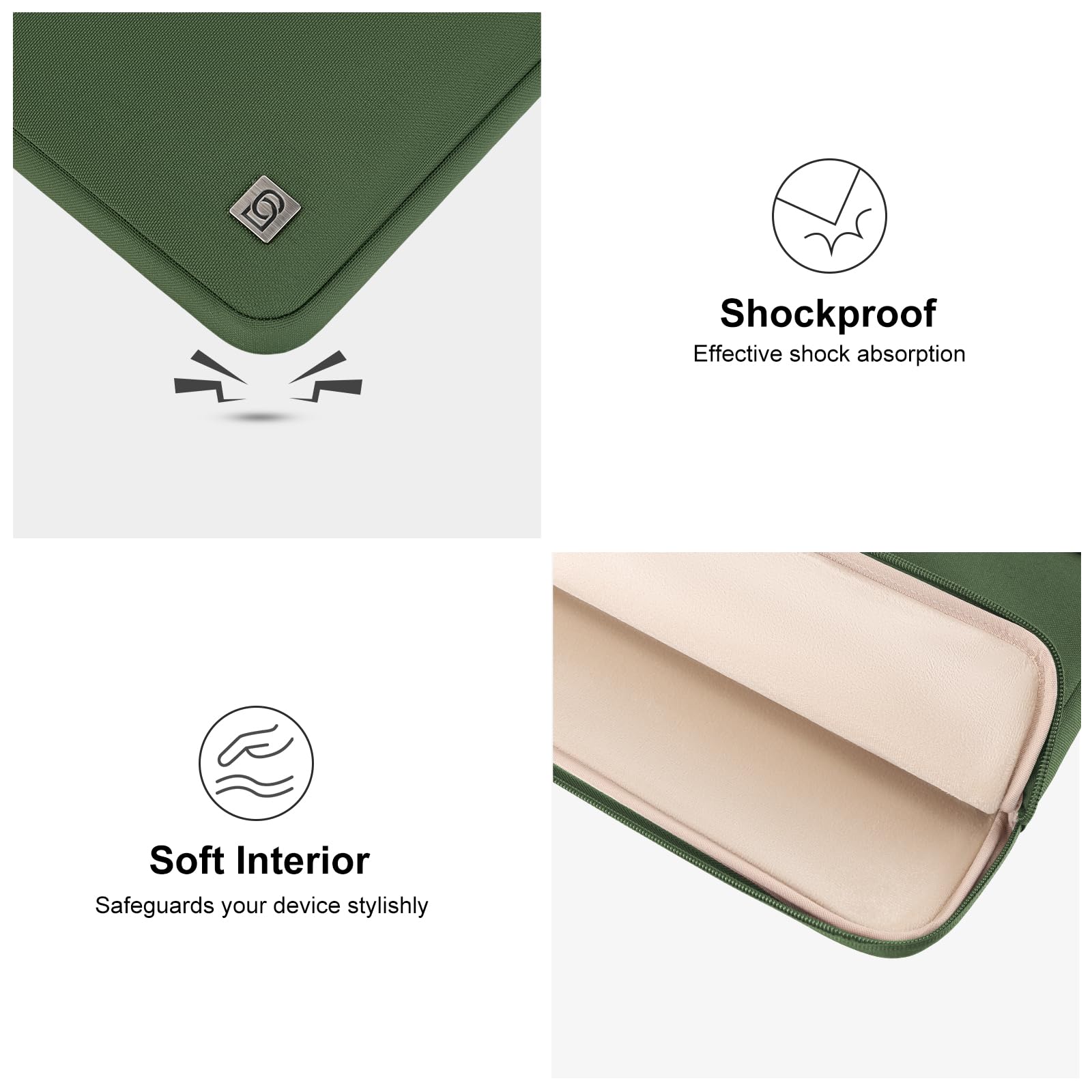 Domiso LP08 housse PC 13 pouces vert avocat imperméable