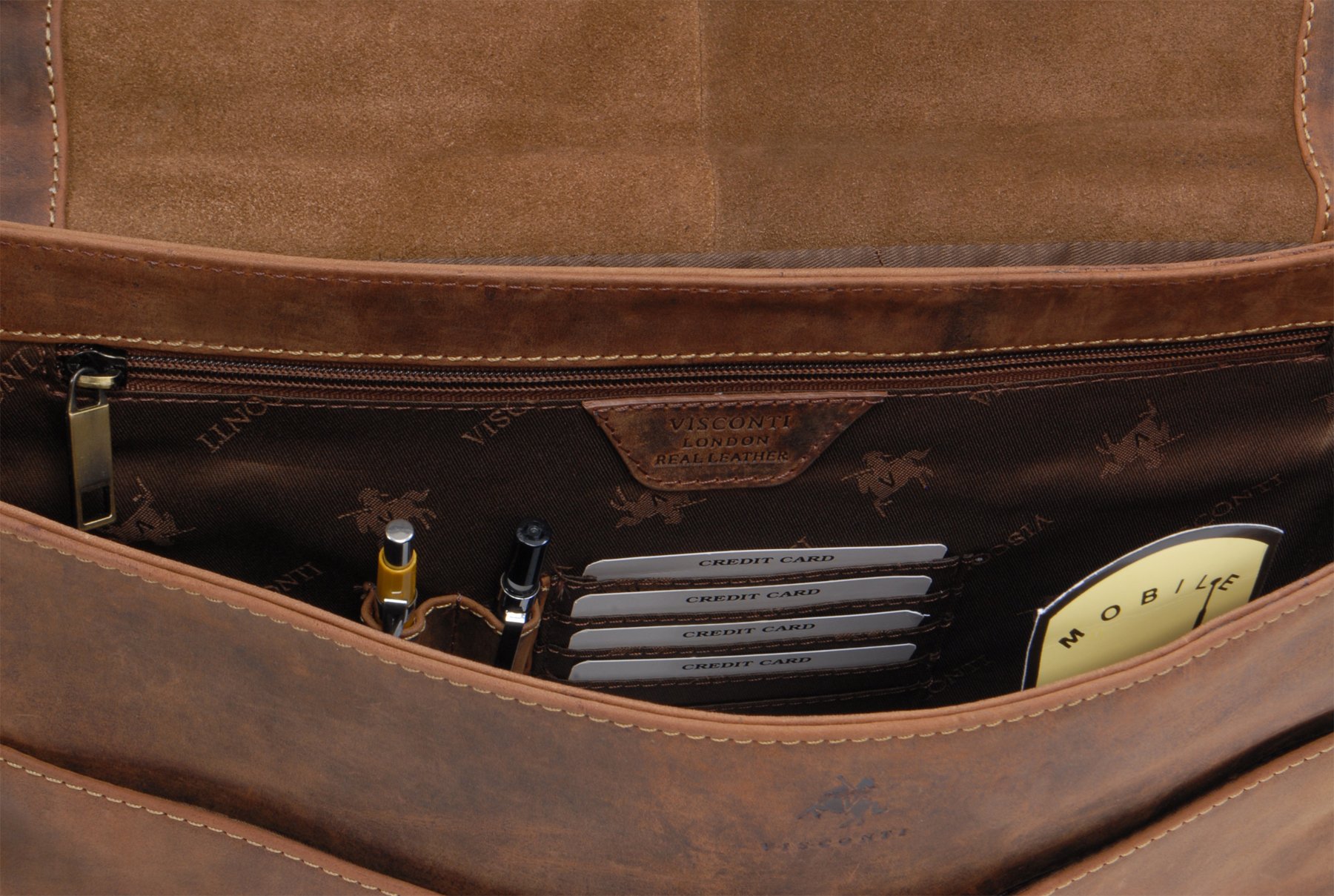 Visconti Berlin 18716 besace cuir 15 pouces tanne