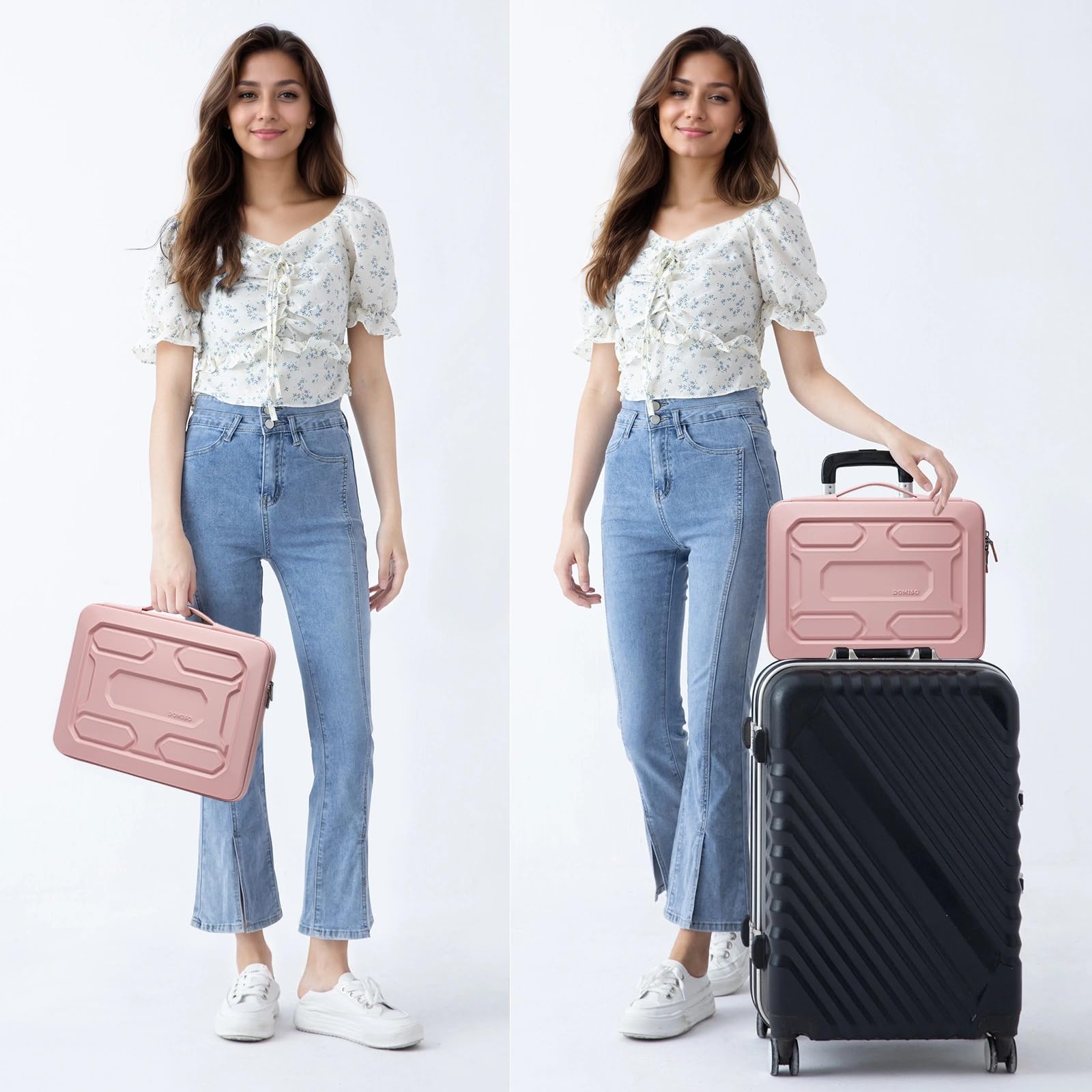 Domiso Housse PC 17 Pouces EVA Rose 4 Couches