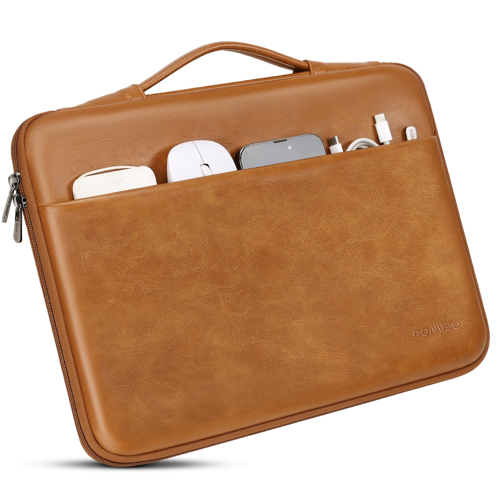 Domiso 17,3 pouces housse ordinateur brun cuir PU antichoc