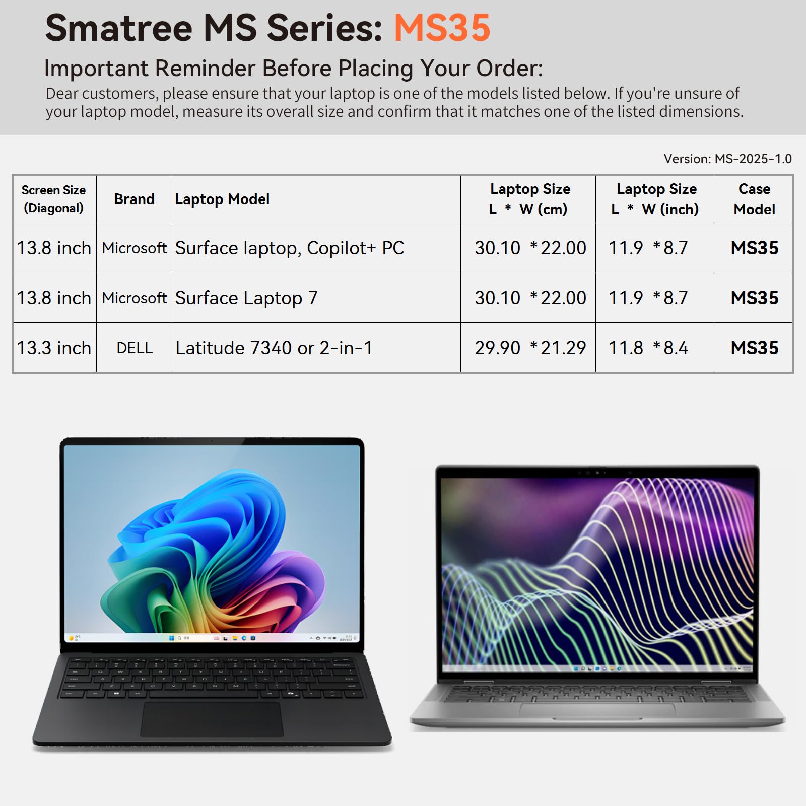 Smatree MS35 housse rigide 13,8 pouces Surface Laptop