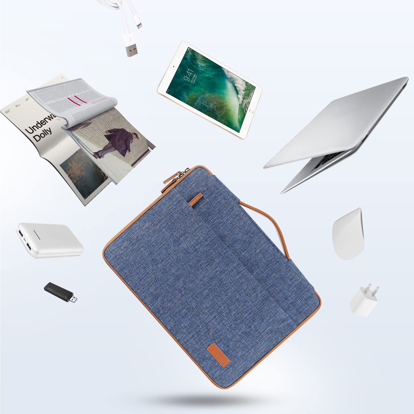 DOMISO housse ordinateur portable 15-15,6 pouces bleu imperméable
