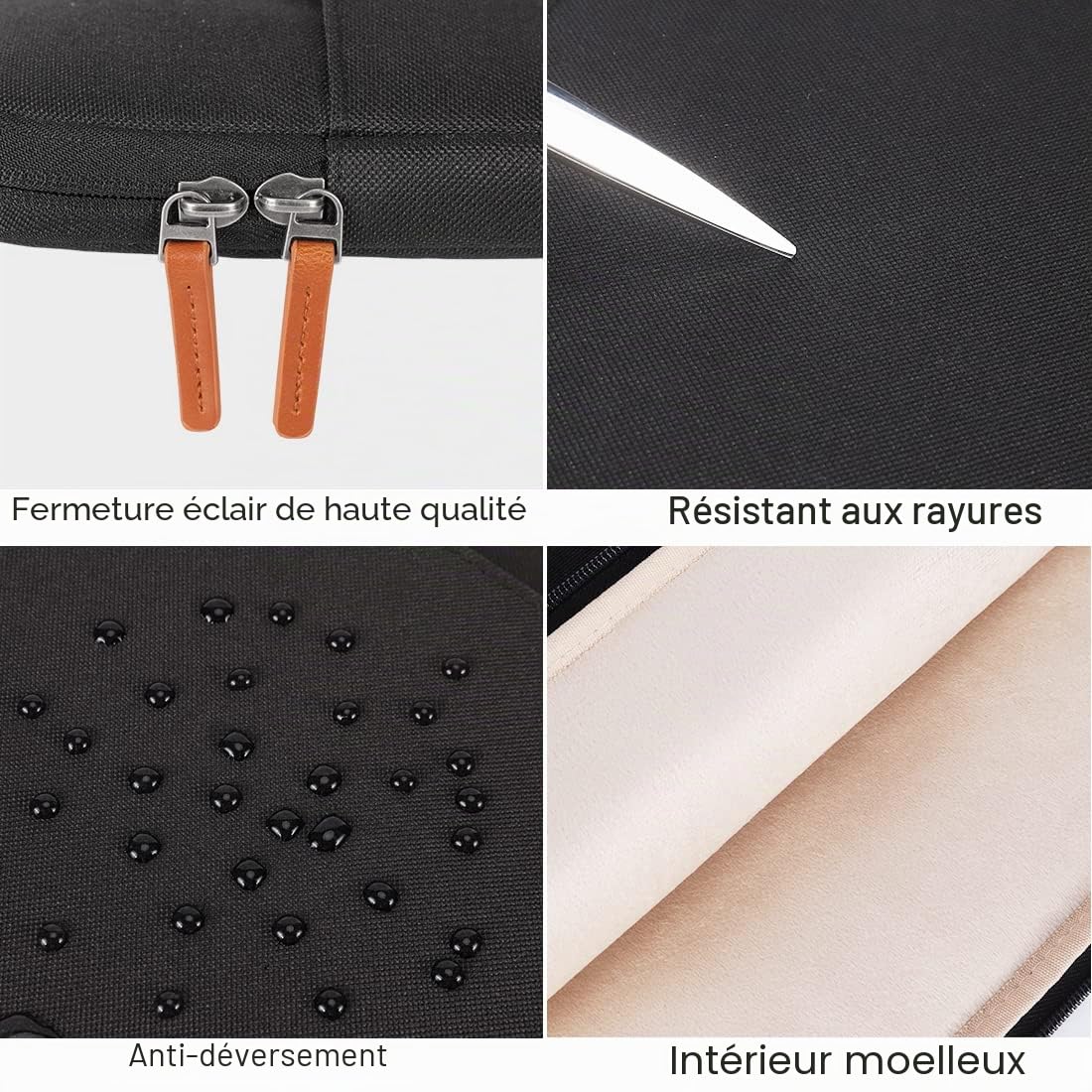 DOMISO housse ordinateur portable 15-15,6 pouces noir imperméable