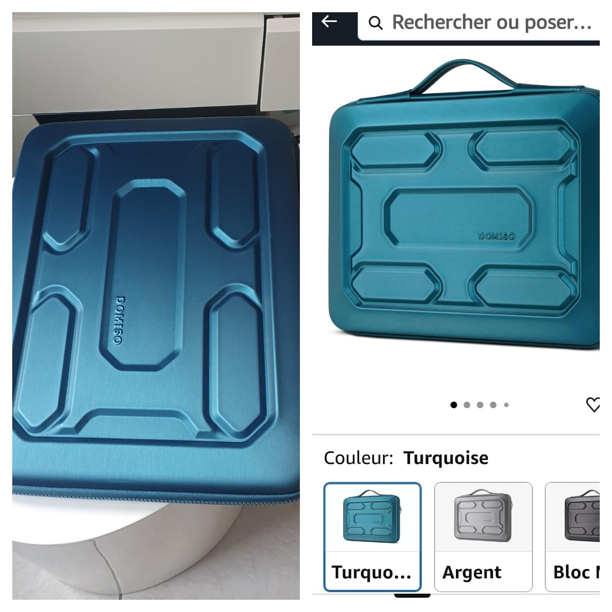 DOMISO Étui PC portable 17-17,3 pouces turquoise rigide EVA