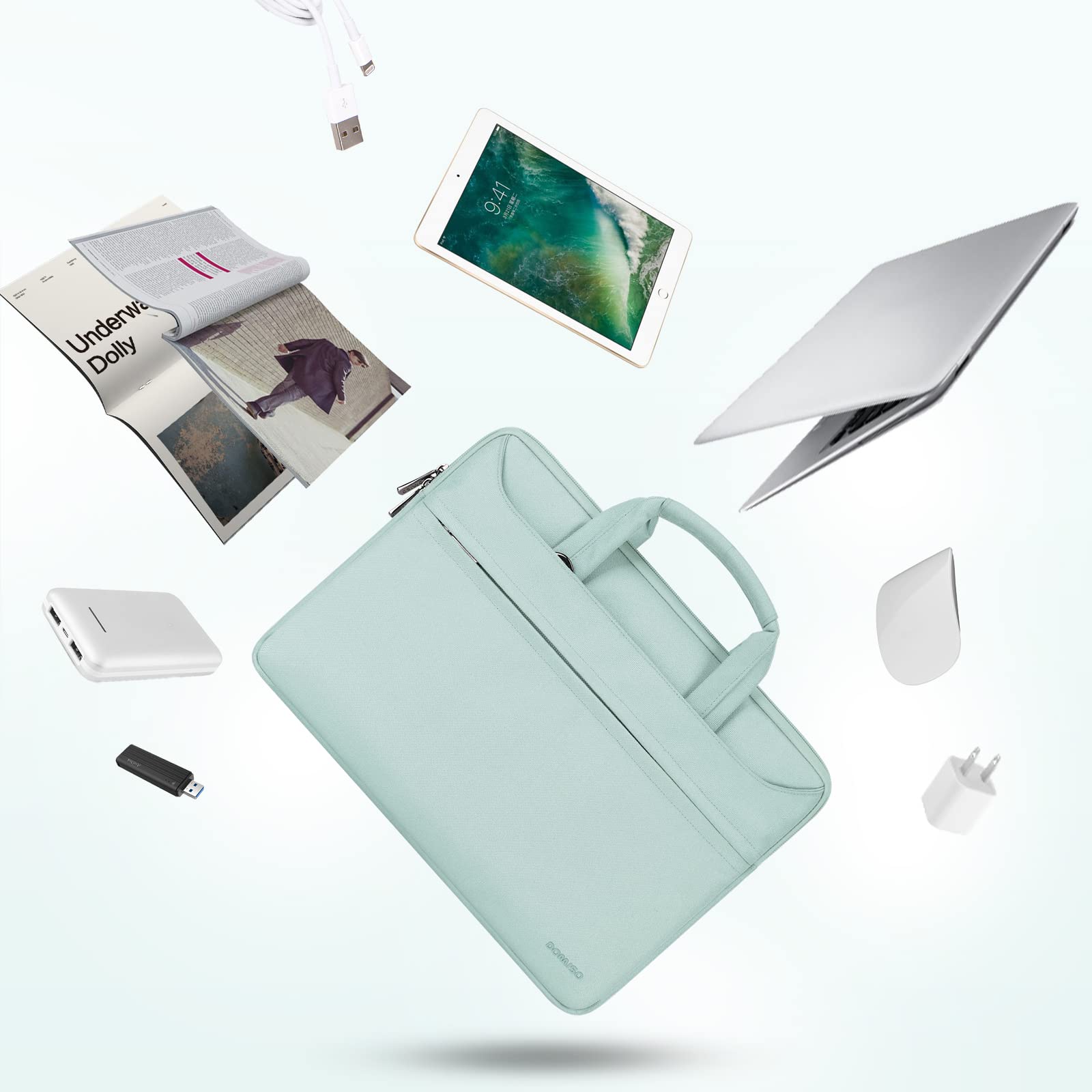 Domiso housse PC 17-17,3" menthe verte USB