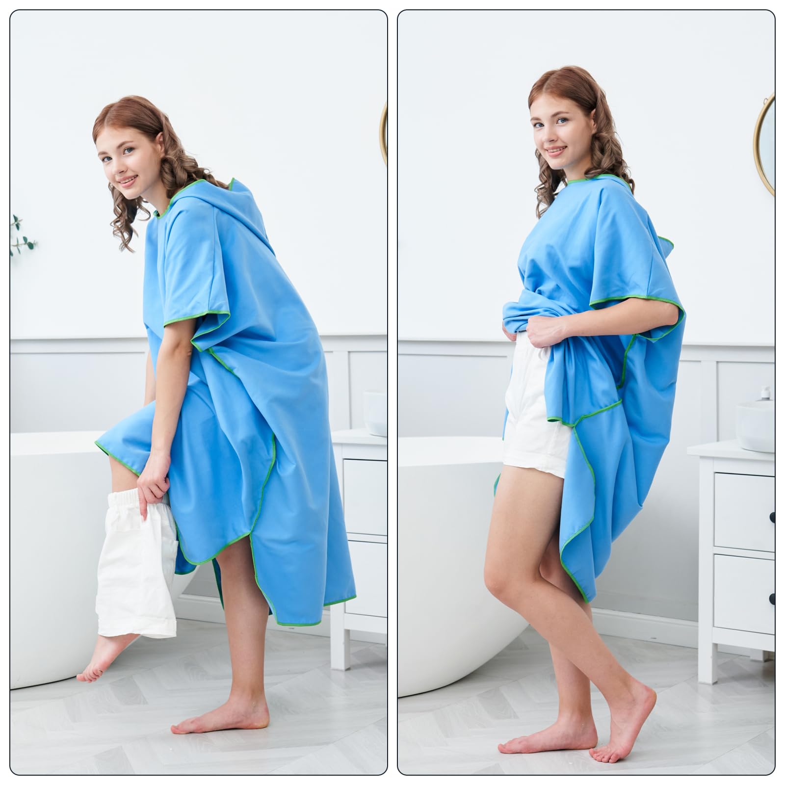 jooeer poncho surf microfibre adulte bleu capuche 110 cm