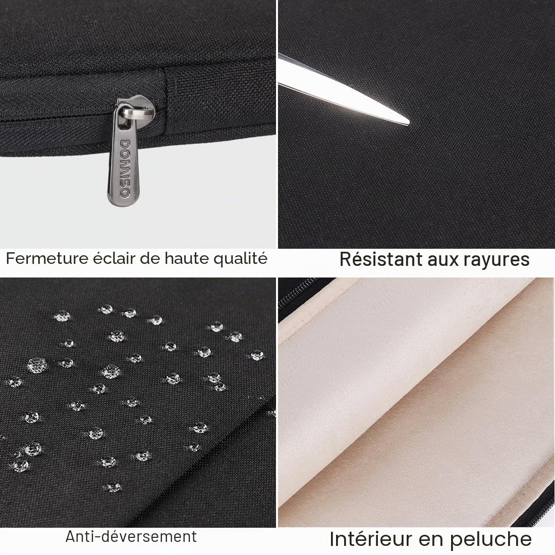 Domiso housse ordinateur 17,3 pouces noire imperméable