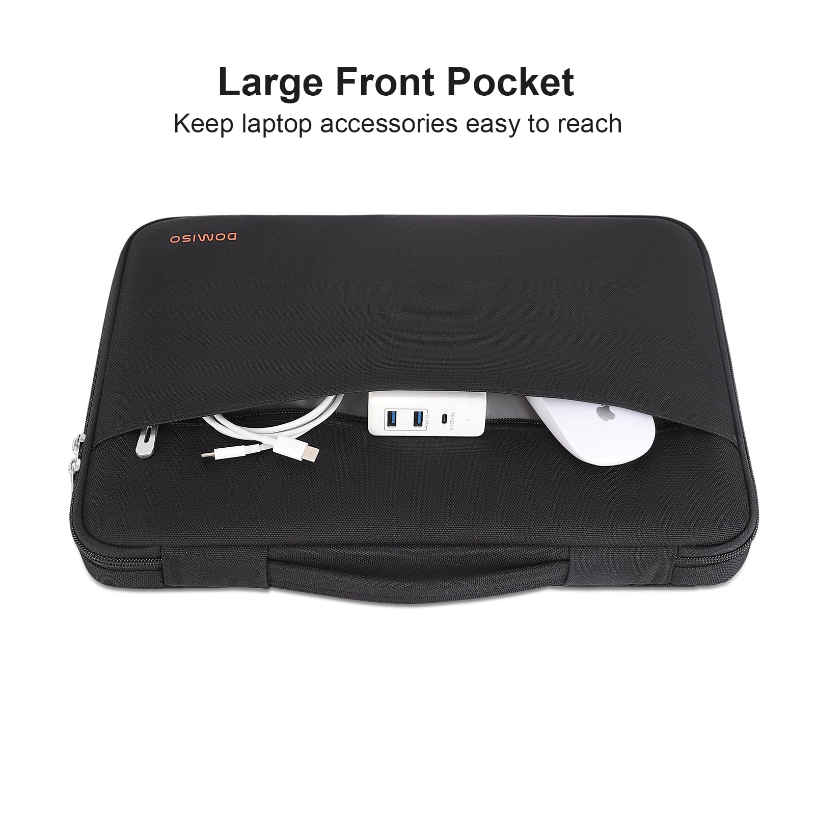 DOMISO 15,6 Pouces Housse Ordinateur Portable Noir Imperméable