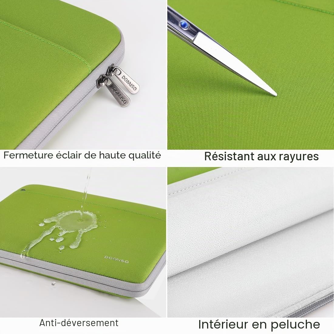 DOMISO Housse Ordinateur Portable 15,6 Pouces Vert Herbe Imperméable