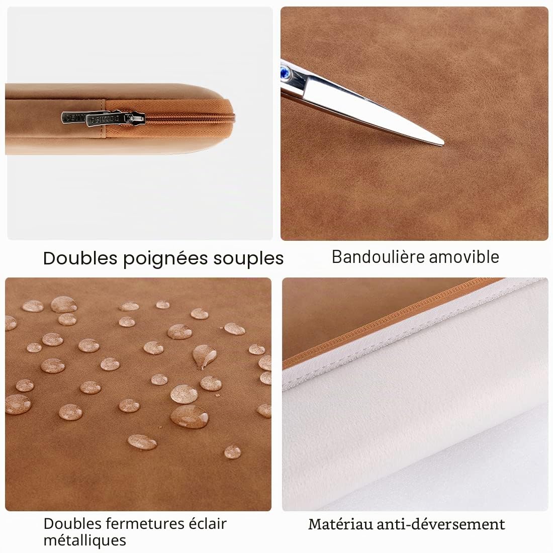 DOMISO 14 pouces housse ordinateur portable brun imperméable