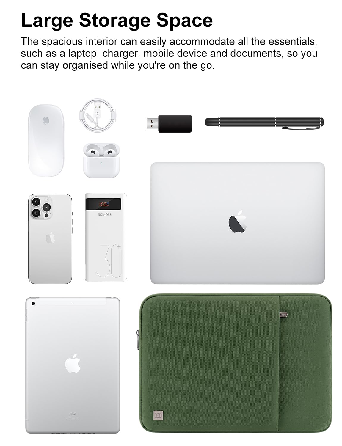 Domiso LP08 housse PC 13 pouces vert avocat imperméable