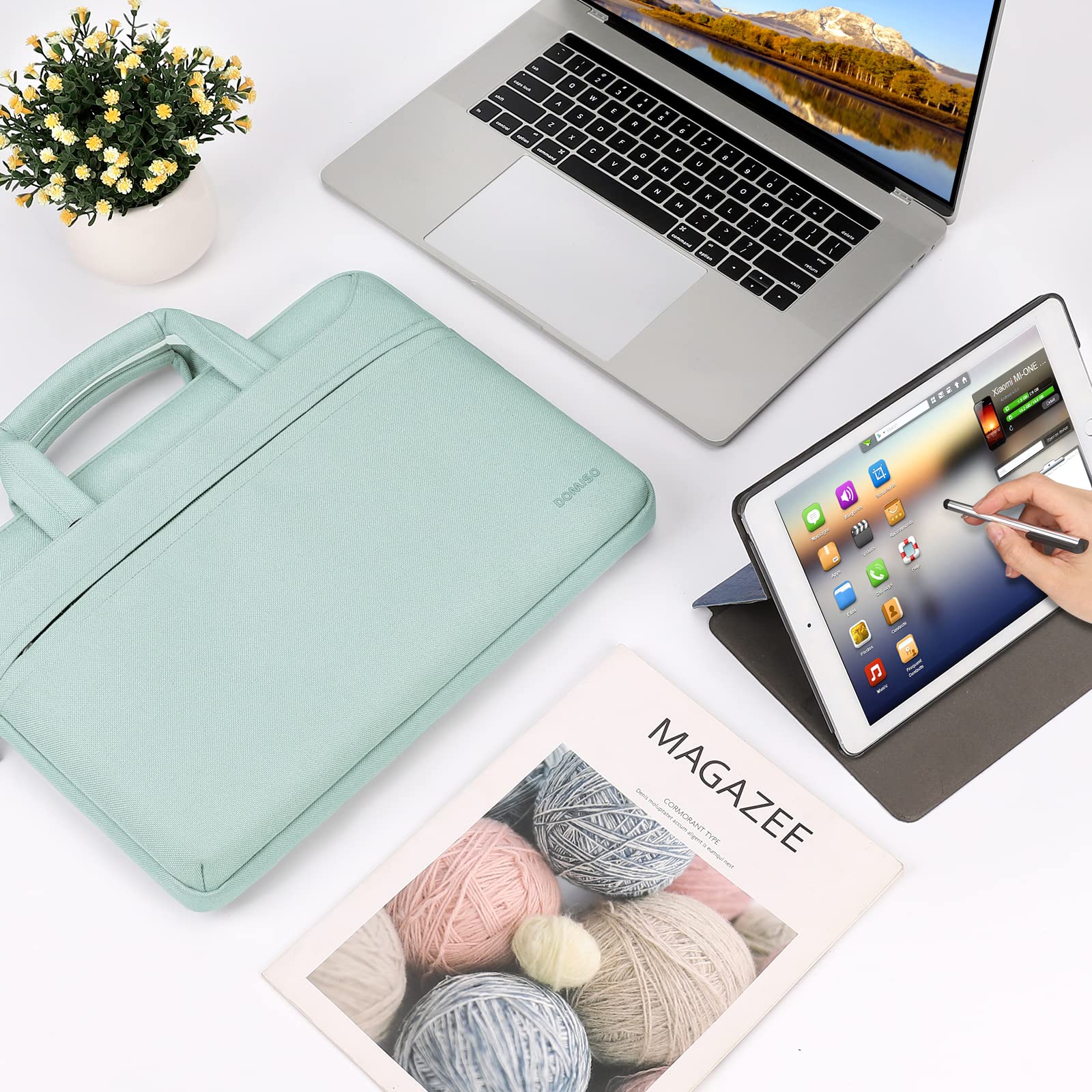 Domiso housse PC 17-17,3" menthe verte USB