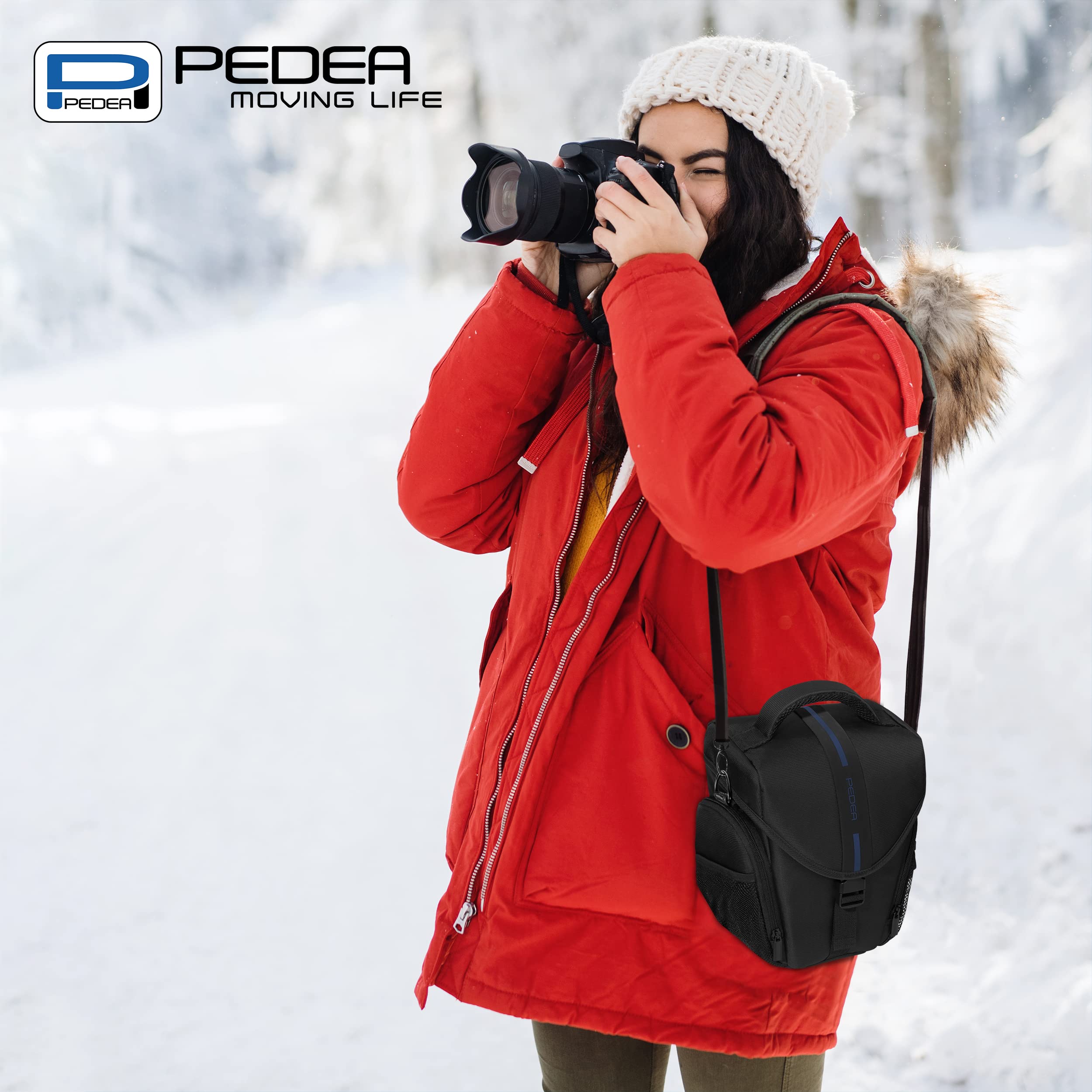 Pedea Essex Taille L sac photo reflex Noir-Bleu housse pluie