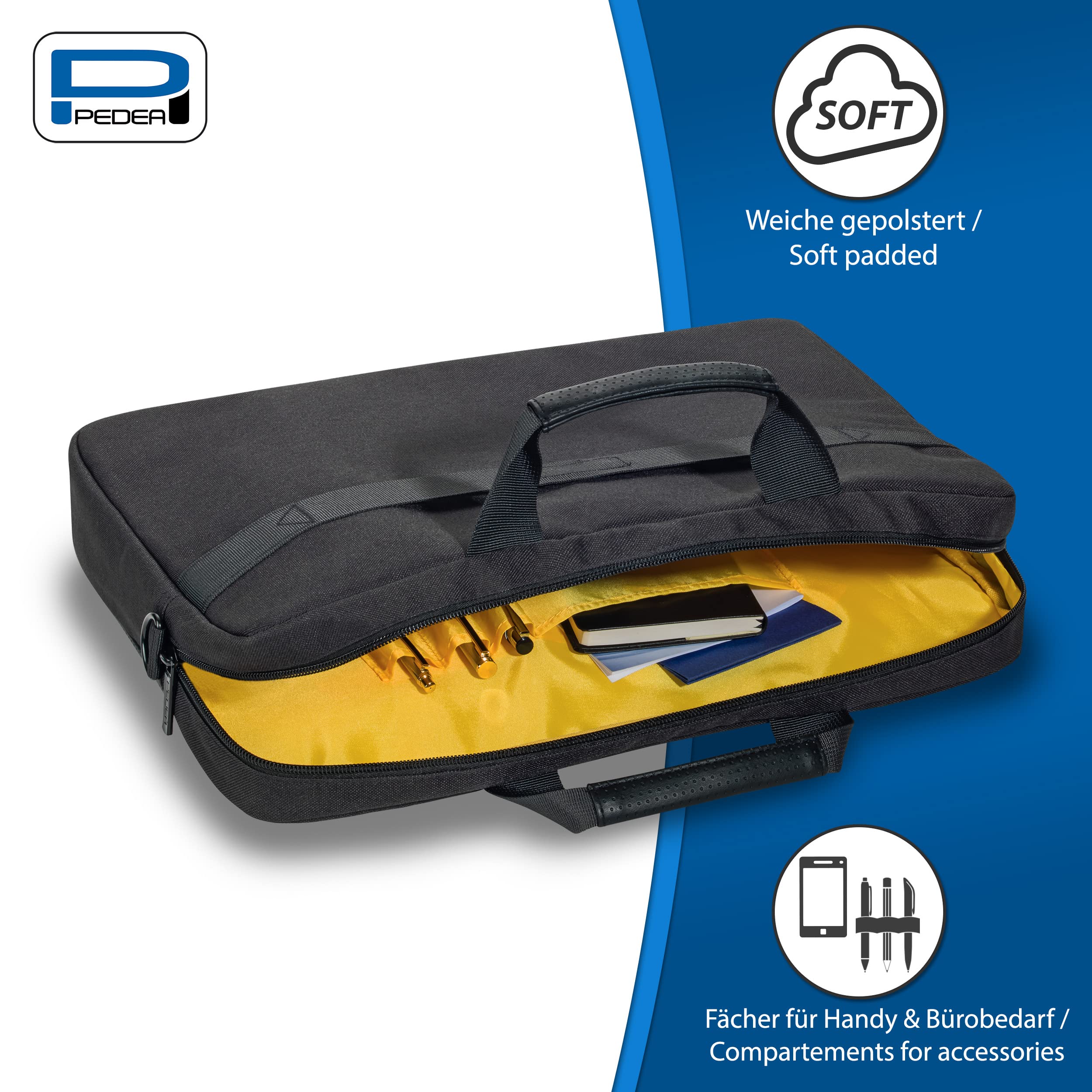 Pedea Lifestyle 15,6" housse ordinateur jaune bandoulière