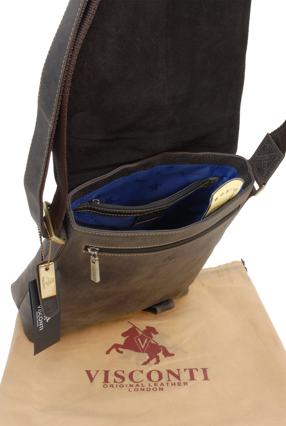 Visconti 16071 Aspin sac bandoulière cuir marron foncé