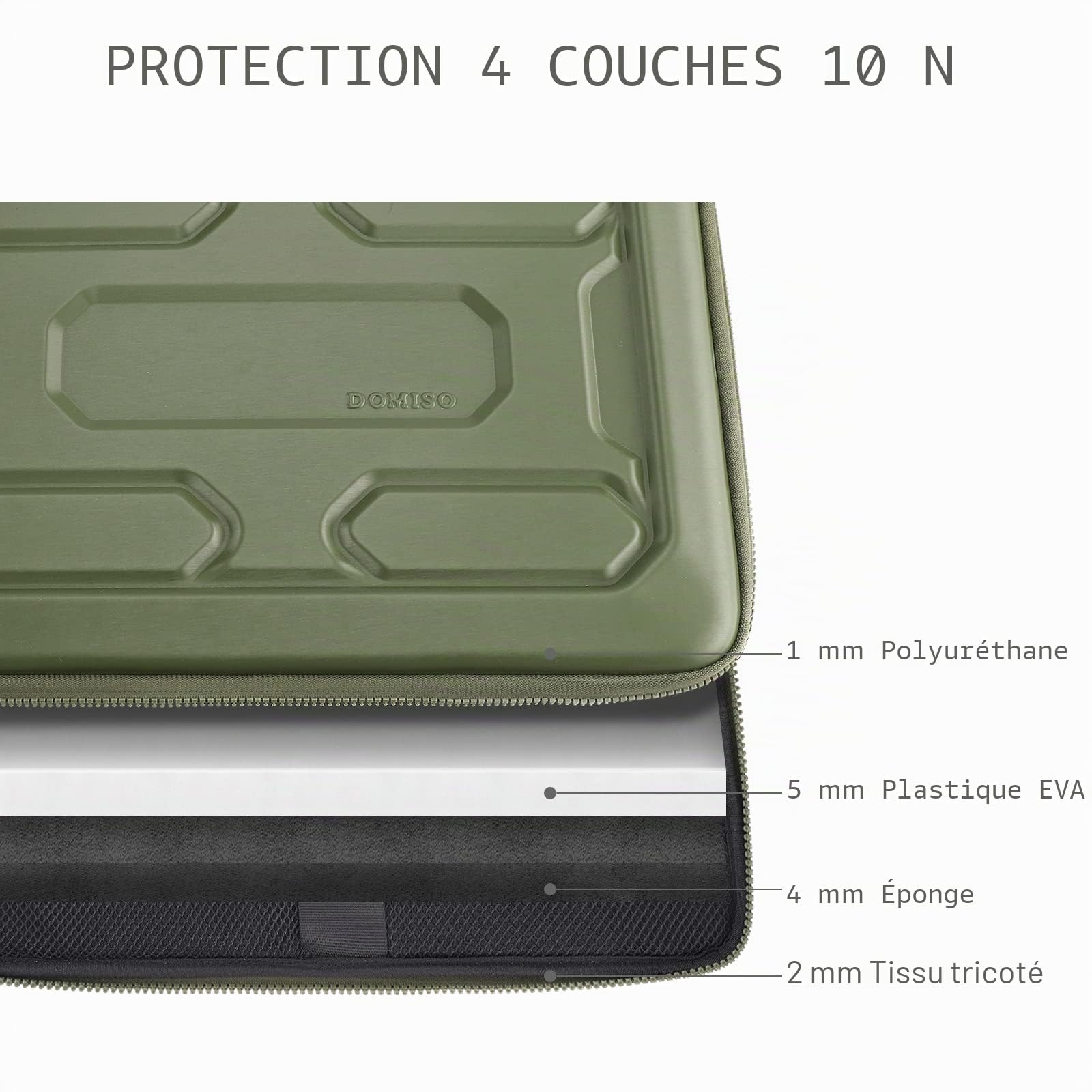 Domiso 17" housse PC EVA 17,3" verte antichoc poignée
